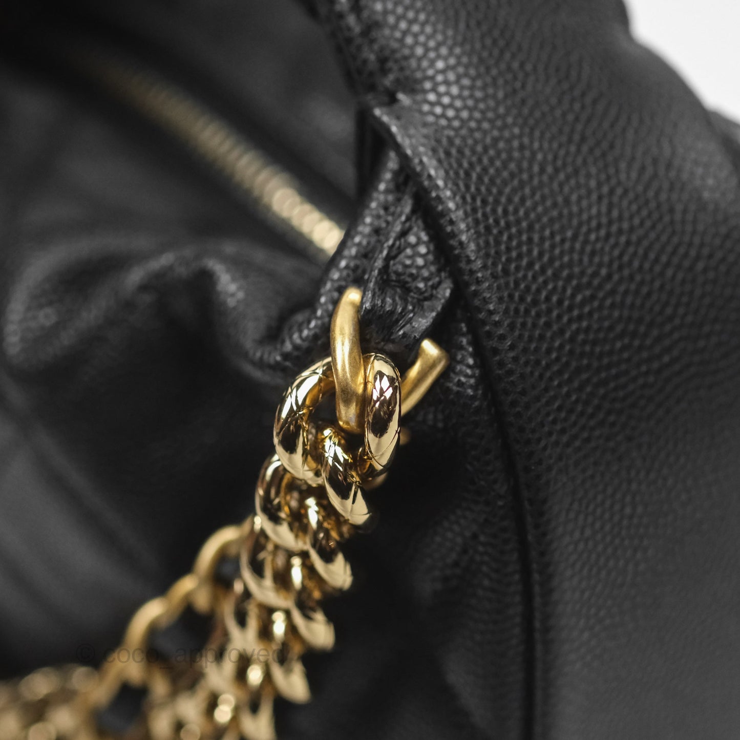 Chanel Bow Hobo Pouch Black Caviar Gold Hardware 24S