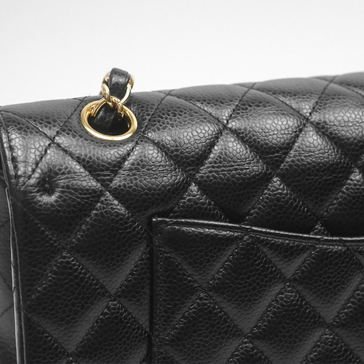 Chanel Classic M/L Medium Flap Quilted Black Caviar Gold Hardware