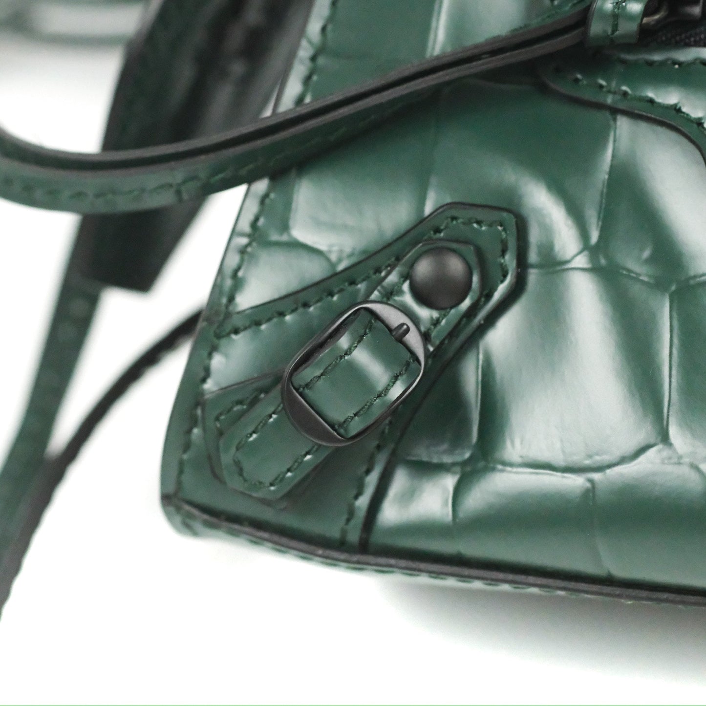 Balenciaga Mini Neo Classic City Bag Green Croc Embossed