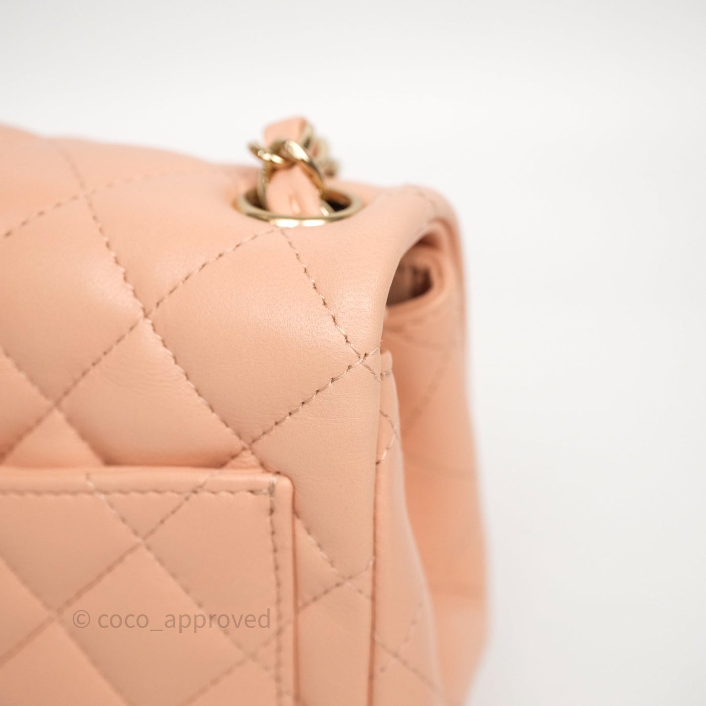 Chanel Mini Square Flap Quilted Orange Clair Lambskin Gold Hardware