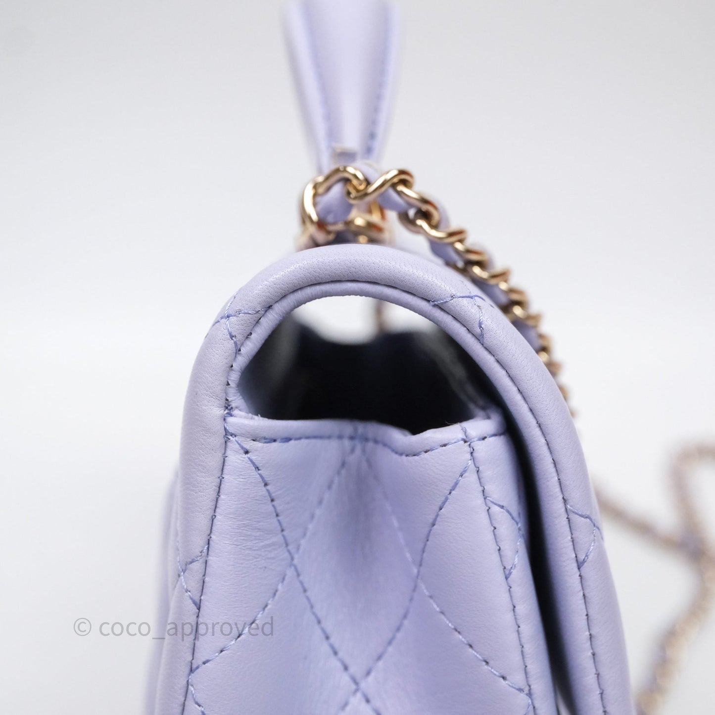 Chanel Top Handle Mini Rectangular Flap Bag Lilac Lambskin Gold Hardware