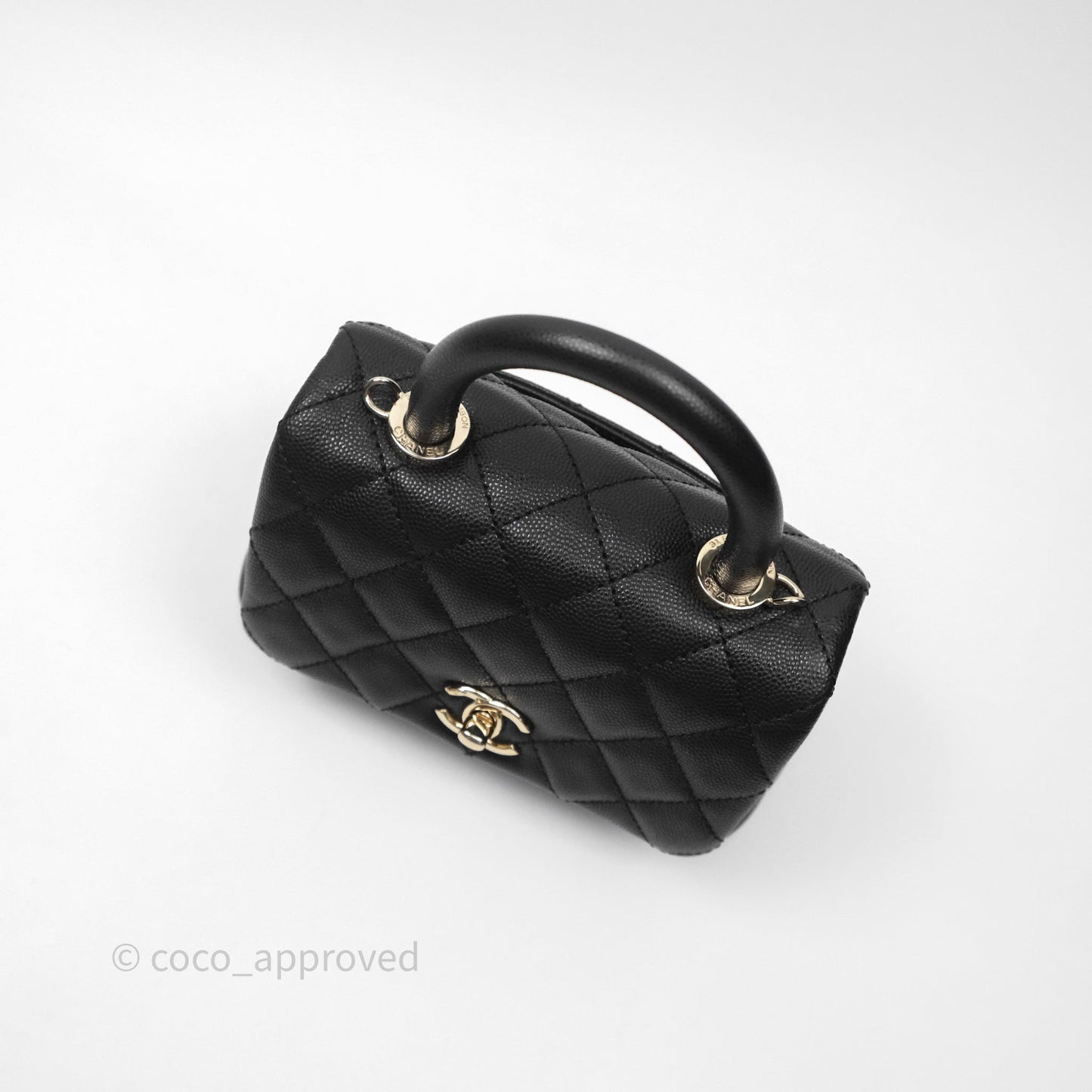 Chanel Mini Coco Handle Quilted Black Caviar Gold Hardware