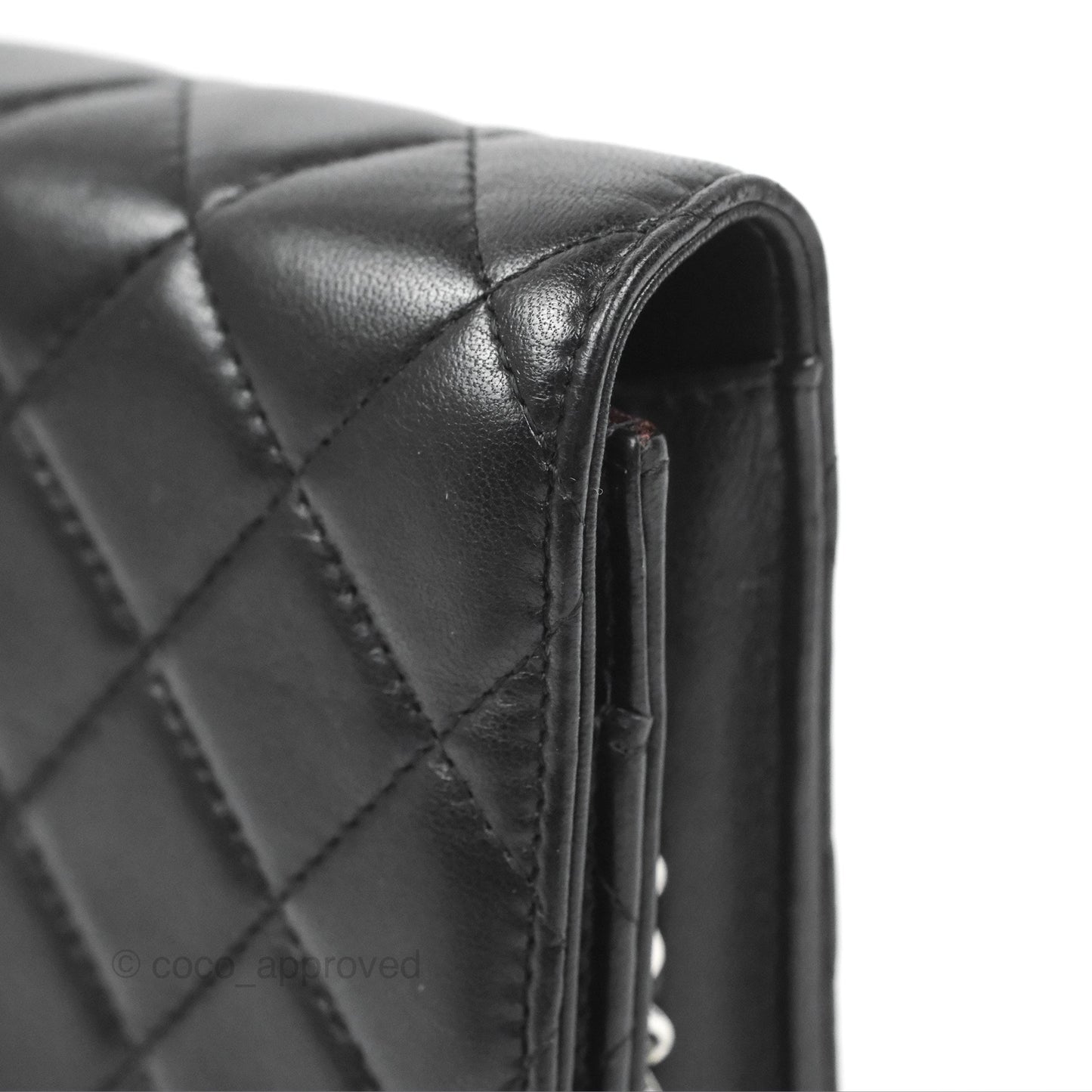 Chanel Quilted Classic Wallet On Chain WOC Black Lambskin Silver Hardware