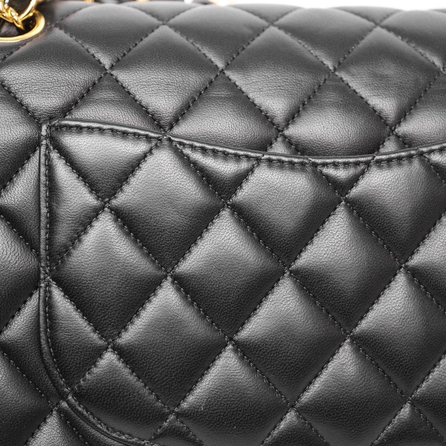 Chanel Classic M/L Medium Flap Quilted Black Lambskin Gold Hardware