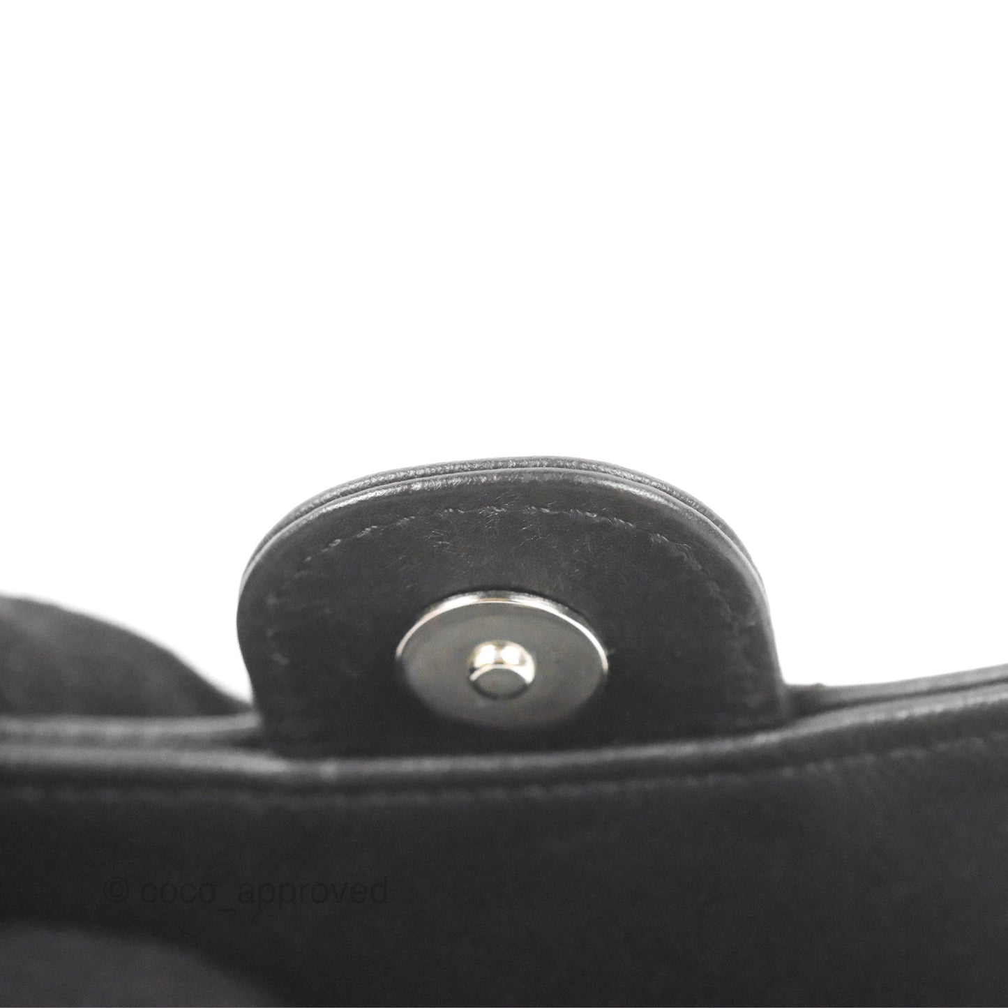 Chanel Classic Chevron Phone Holder Black Calfskin Silver Hardware