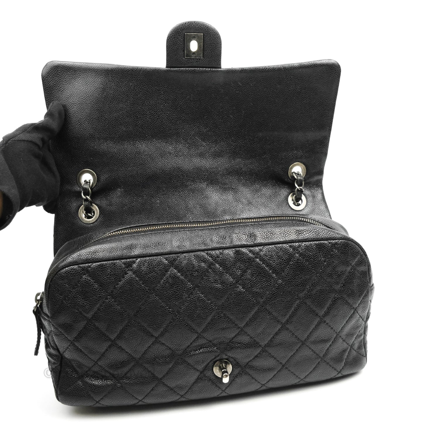 Chanel Jumbo Easy Flap Bag Black Caviar Ruthenium Hardware
