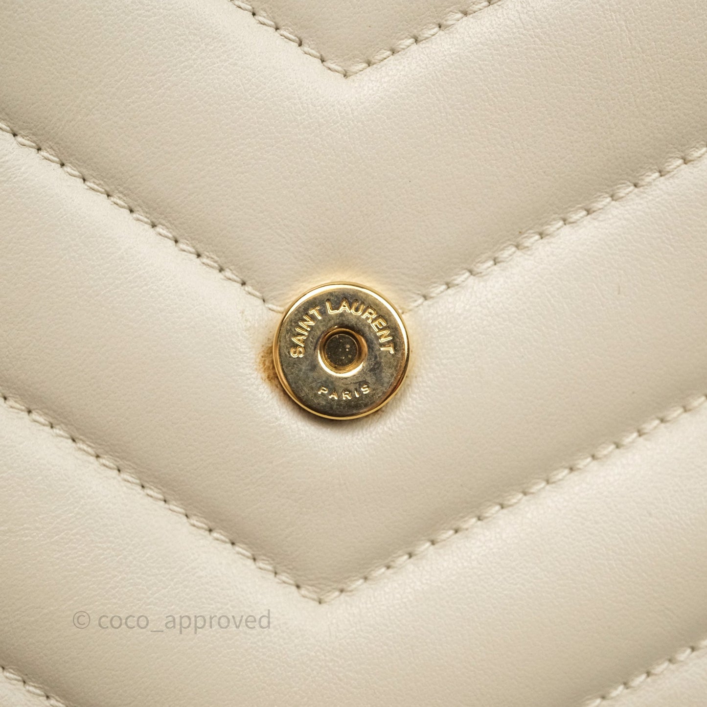Saint Laurent Small Loulou Flap Bag Beige Calfskin Gold Hardware