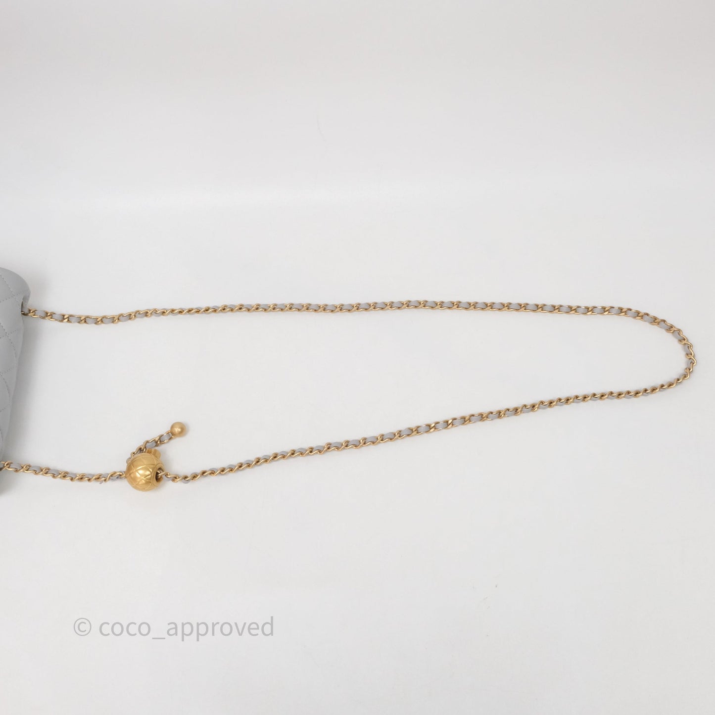 Chanel Pearl Crush Mini Square Quilted Grey Lambskin Aged Gold Hardware