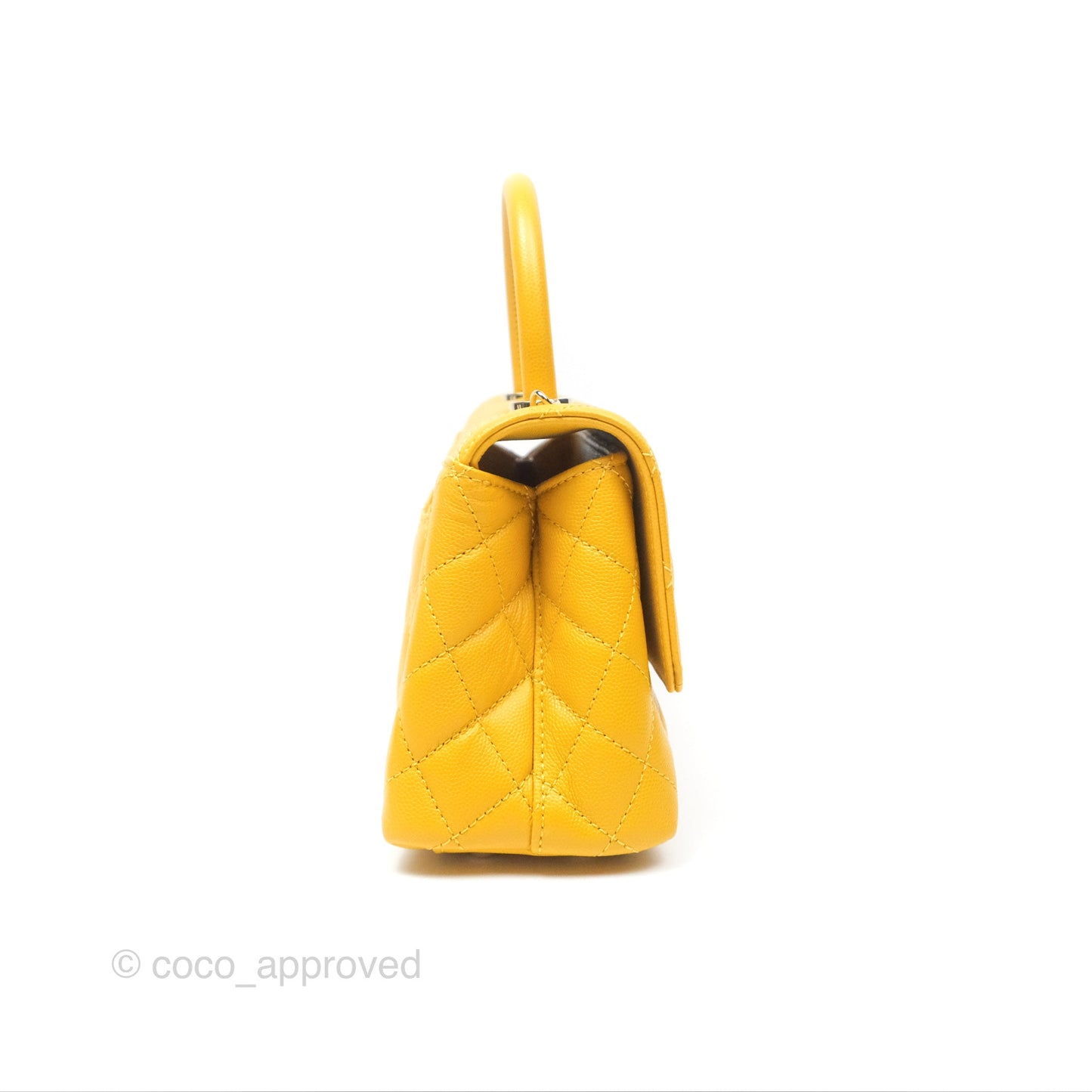 Chanel Small Coco Handle Mustard Yellow Caviar Gold Hardware
