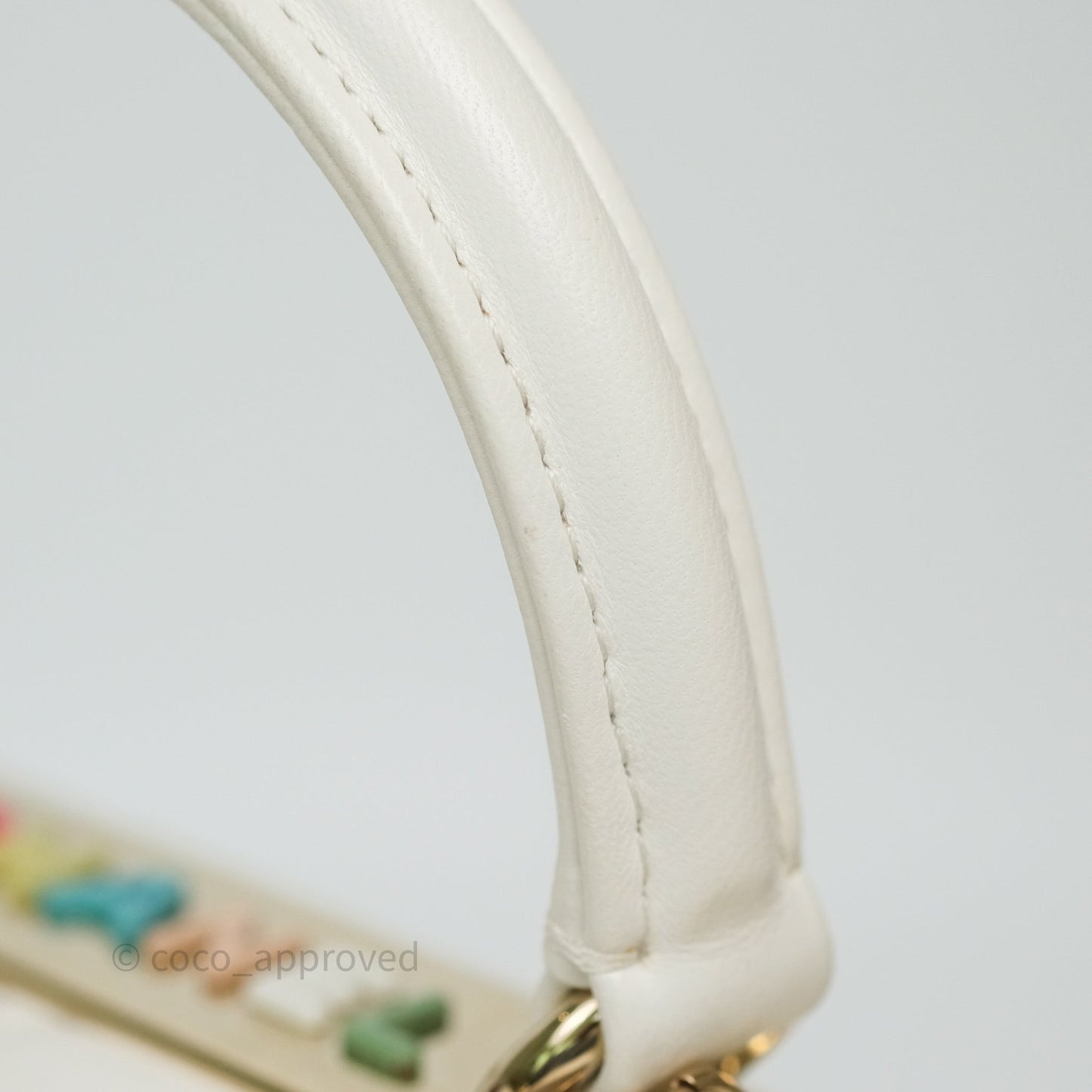 Chanel Mini Trendy CC Handle Bag Lacquered Logo White Lambskin