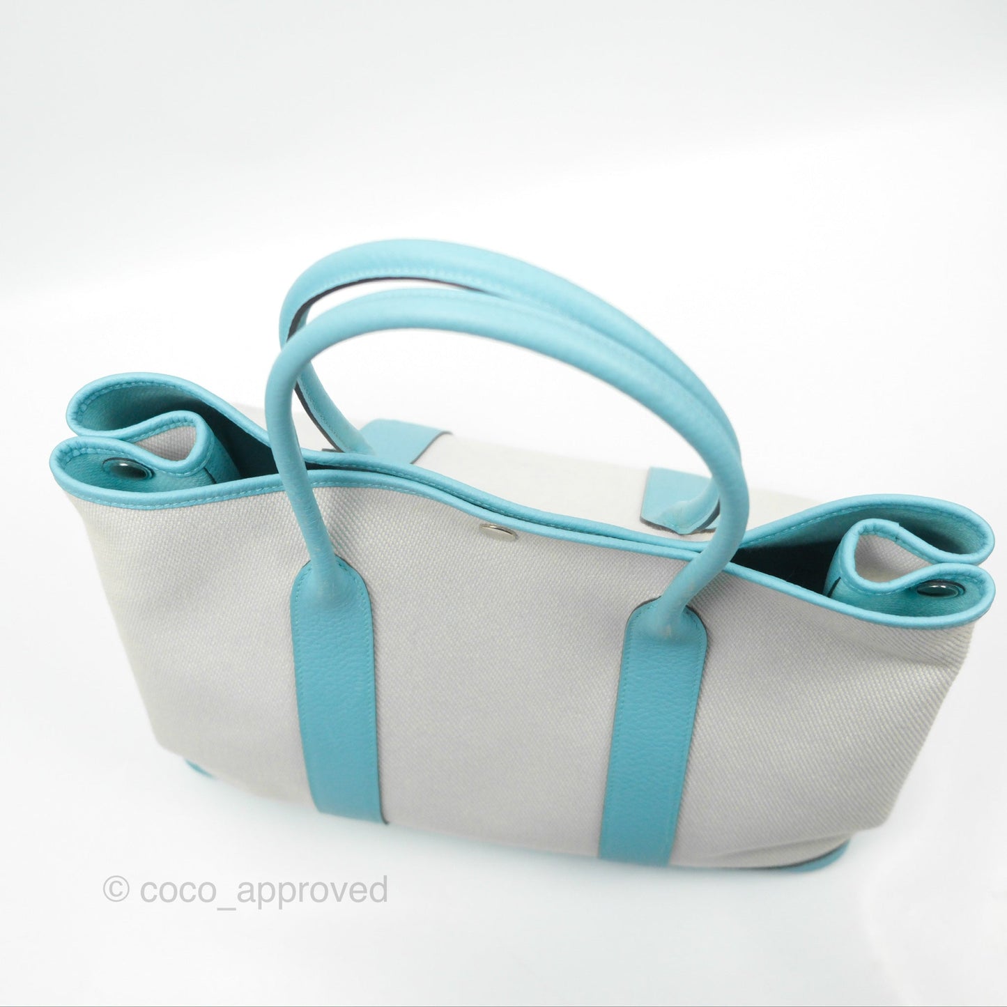Hermès Garden Party 36 Country Ecru Bleu Atoll Canvas