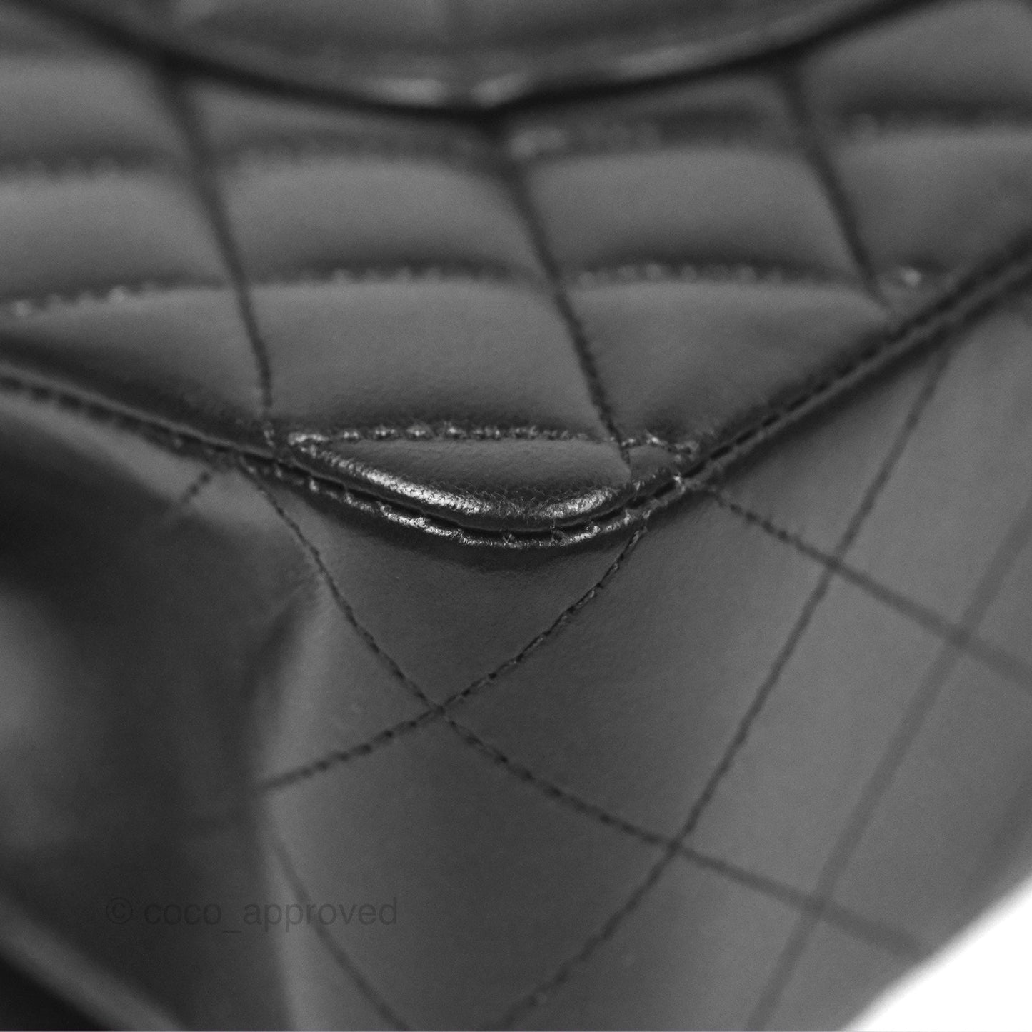 Chanel Classic M/L Medium Flap Quilted Black Lambskin Silver Hardware