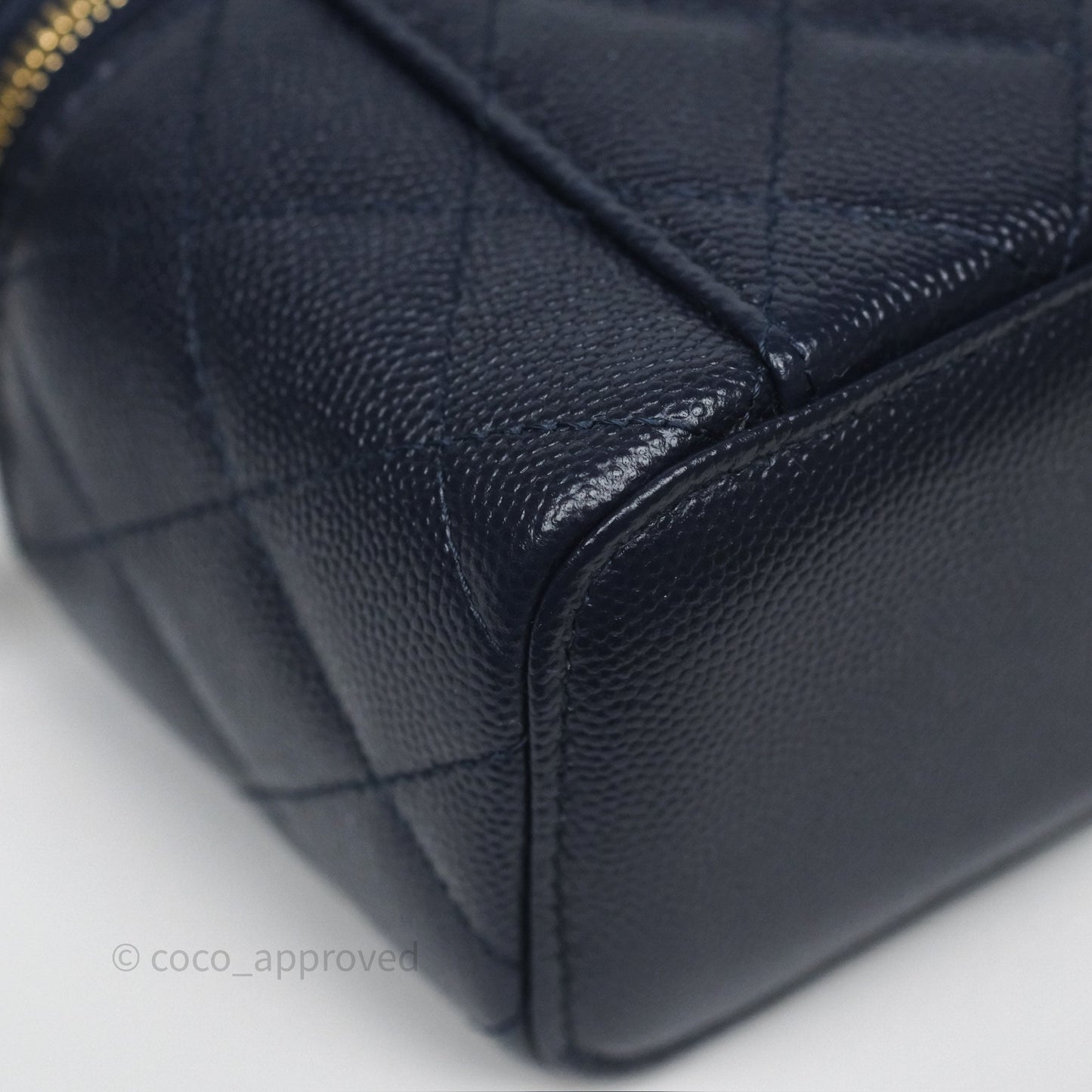 Chanel Mini Vanity With Chain Navy Caviar Gold Hardware