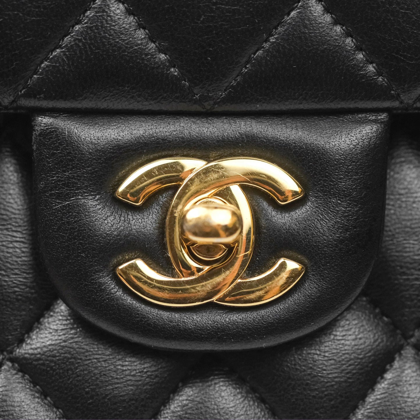 Chanel Small Classic Quilted Flap Black Lambskin Gold Hardware