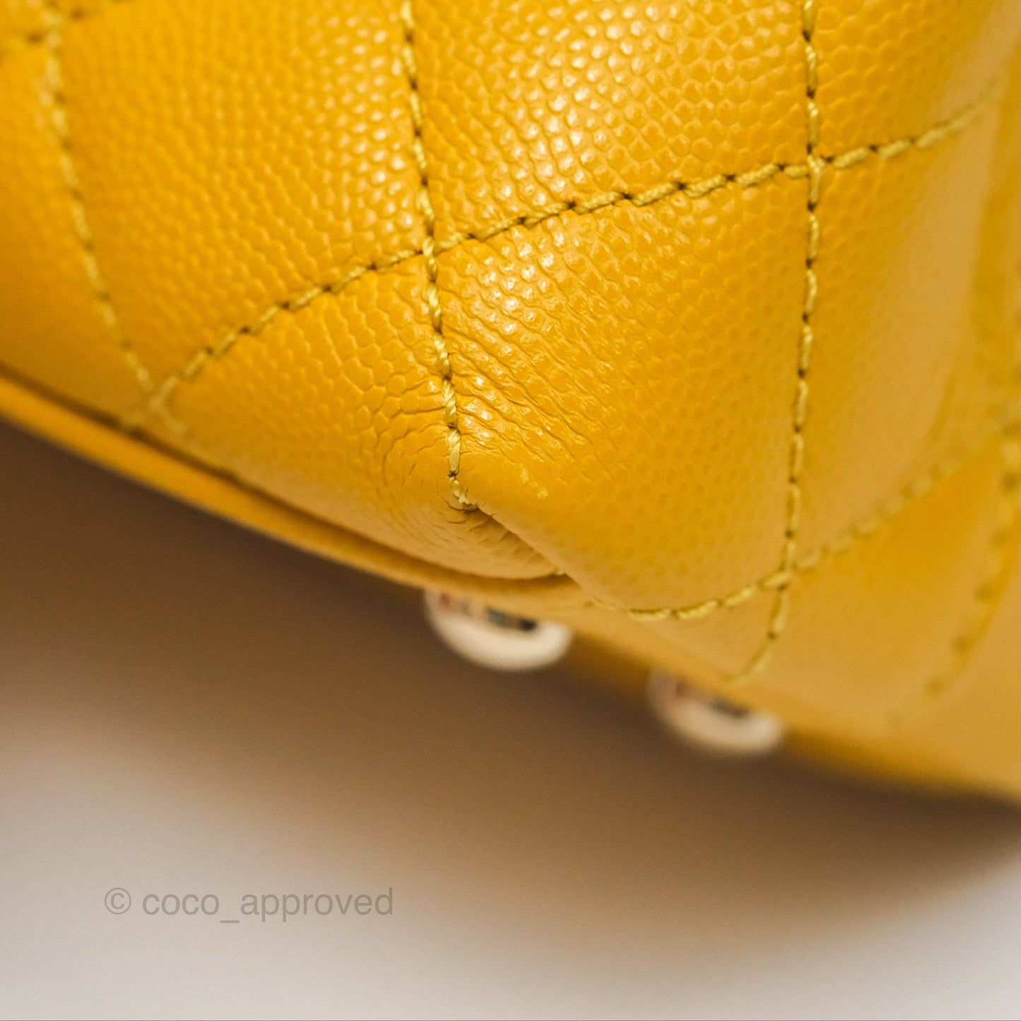 Chanel Small Coco Handle Mustard Yellow Caviar Gold Hardware