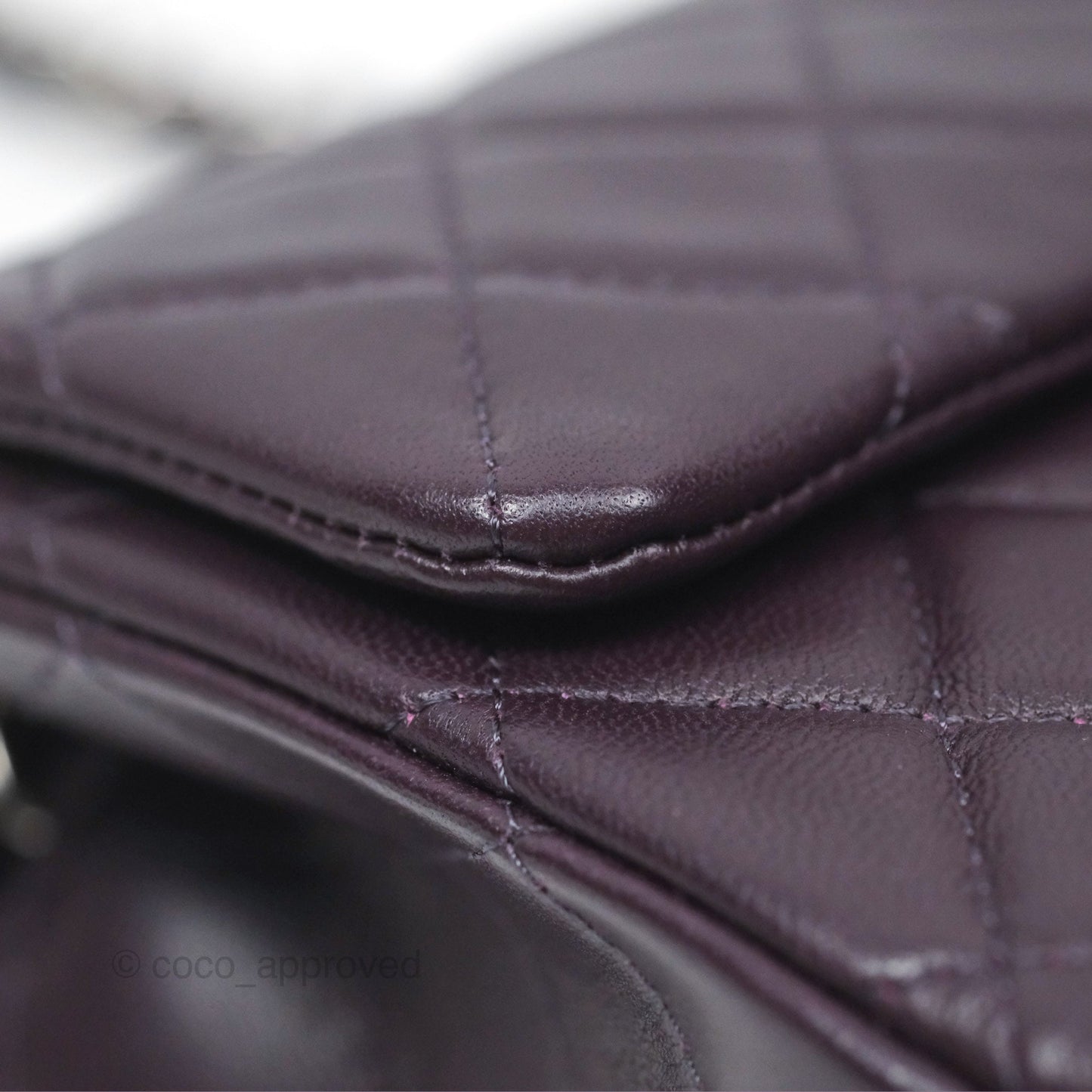 Chanel Mini Rectangular Quilted Dark Purple Lambskin Silver Hardware