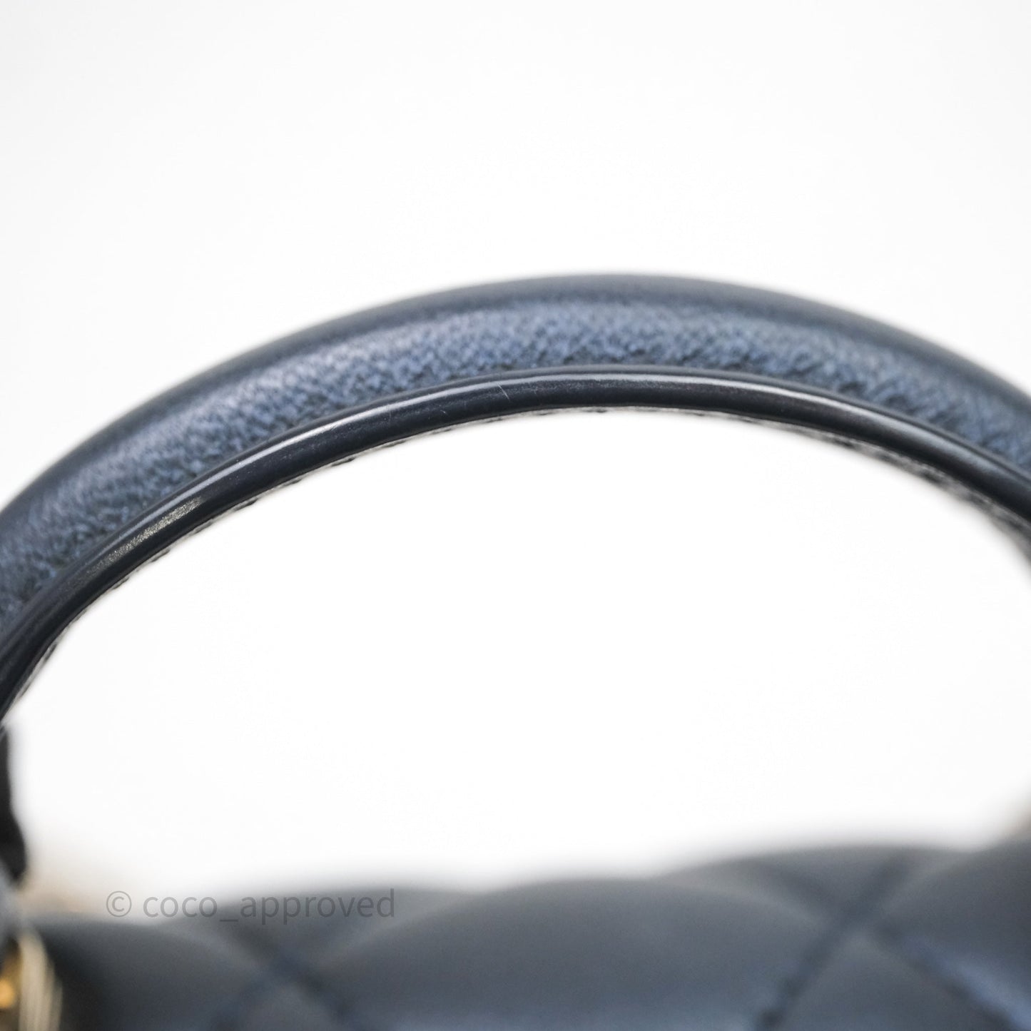 Chanel Mini Handle Clutch With Chain Iridescent Dark Navy Lambskin Gold Hardware