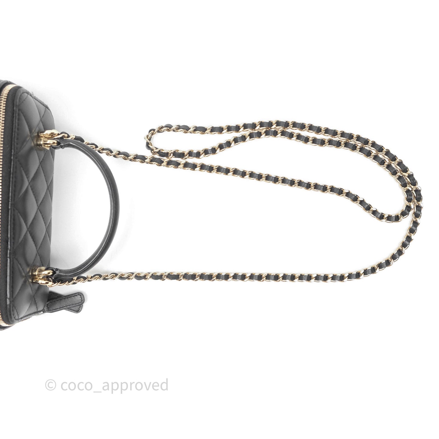 Chanel Vanity Rectangular Top Handle Black Lambskin Gold Hardware