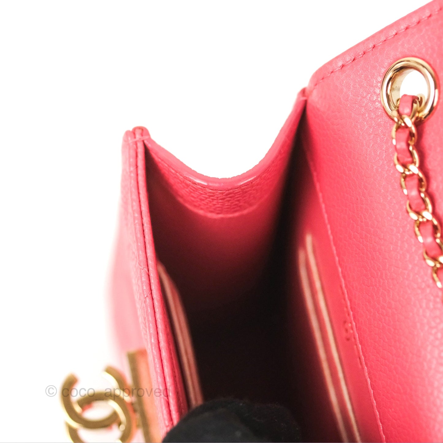 Chanel Golden Class Phone Holder With Chain Pink Caviar Gold Hardware