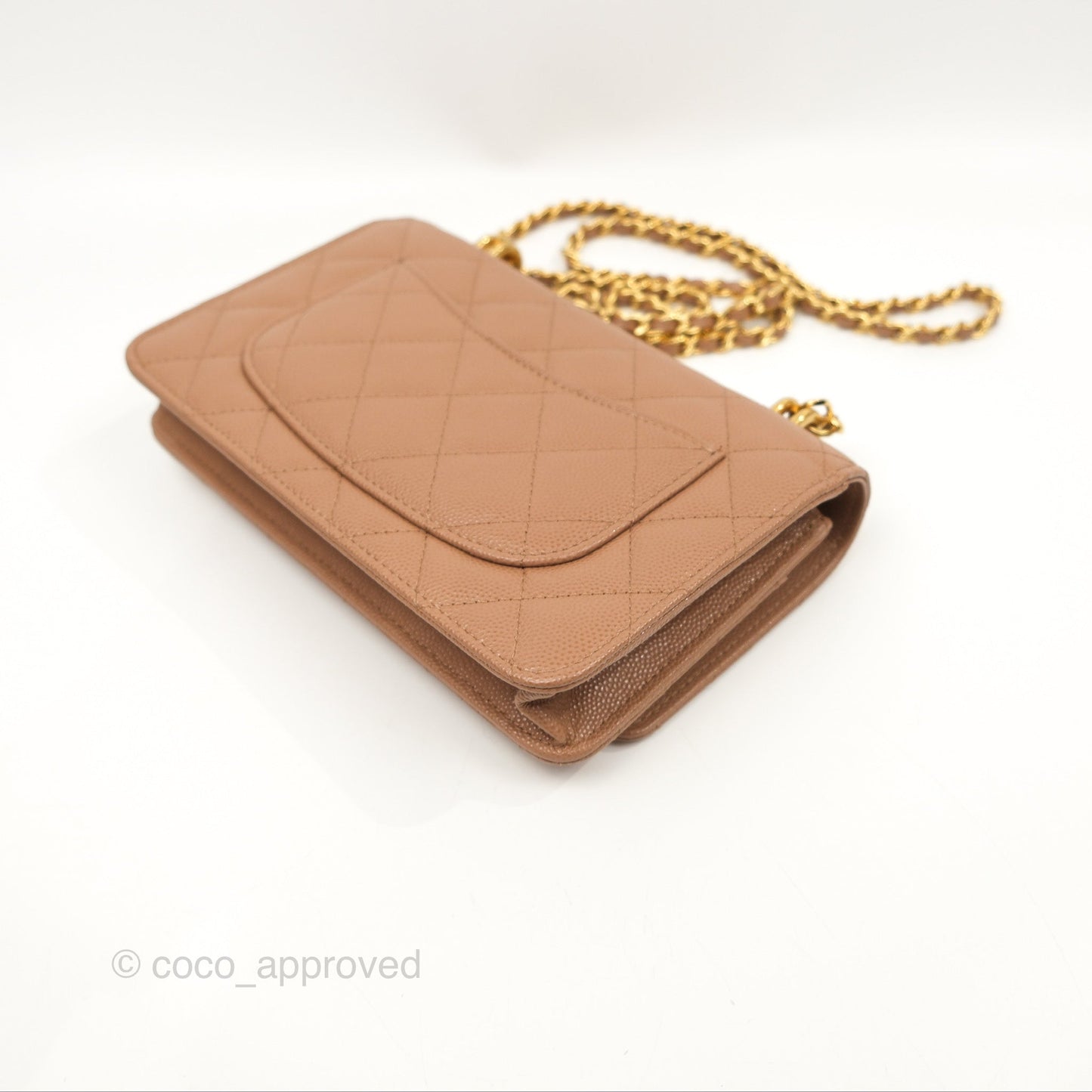 Chanel Coco First Wallet On Chain WOC Dark Beige Caviar Gold Hardware 22K