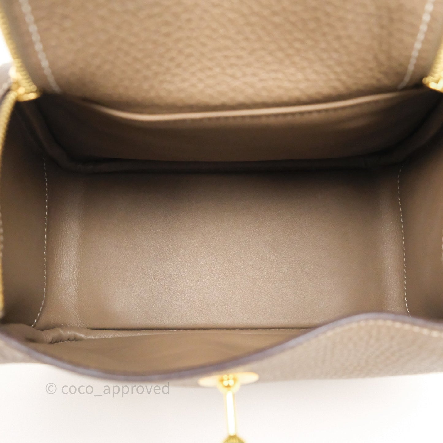 Hermès Mini Lindy 20 Etoupe 18 Clemence Gold Hardware