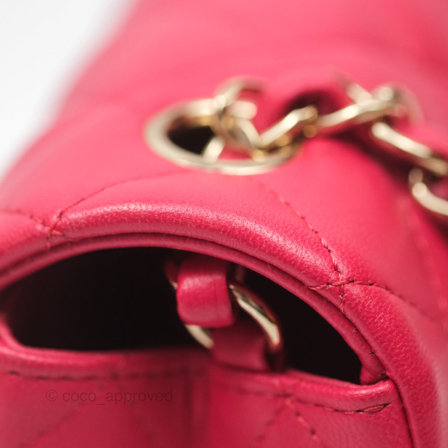 Chanel Quilted Mini Rectangular Flap Berry Red Lambskin Gold Hardware