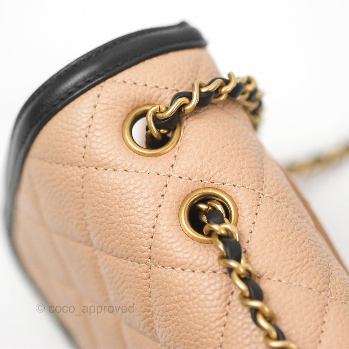 Chanel Quilted Small CC Filigree Flap Beige Black Caviar
