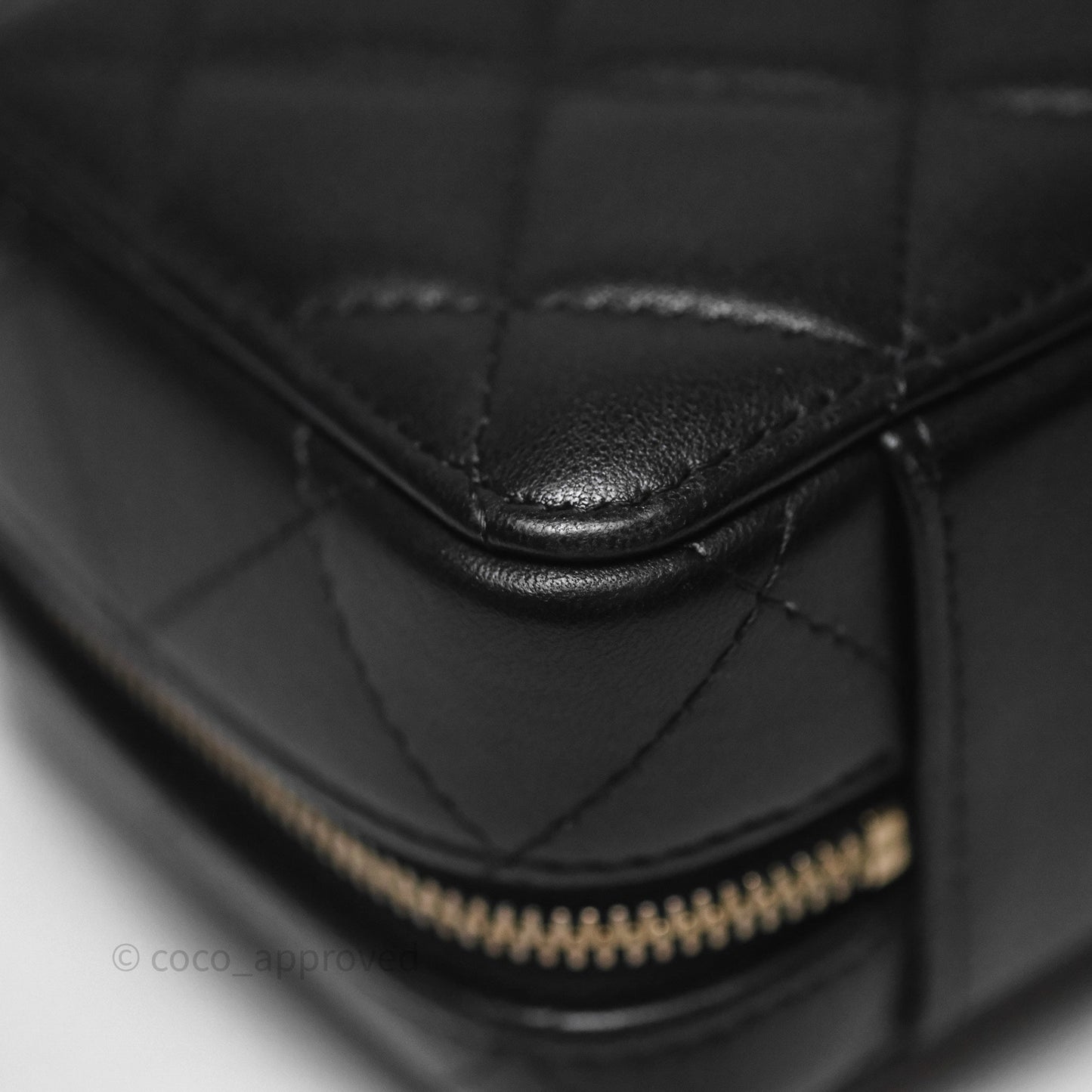 Chanel Top Handle Vanity Case Black Lambskin Aged Gold Hardware 22A