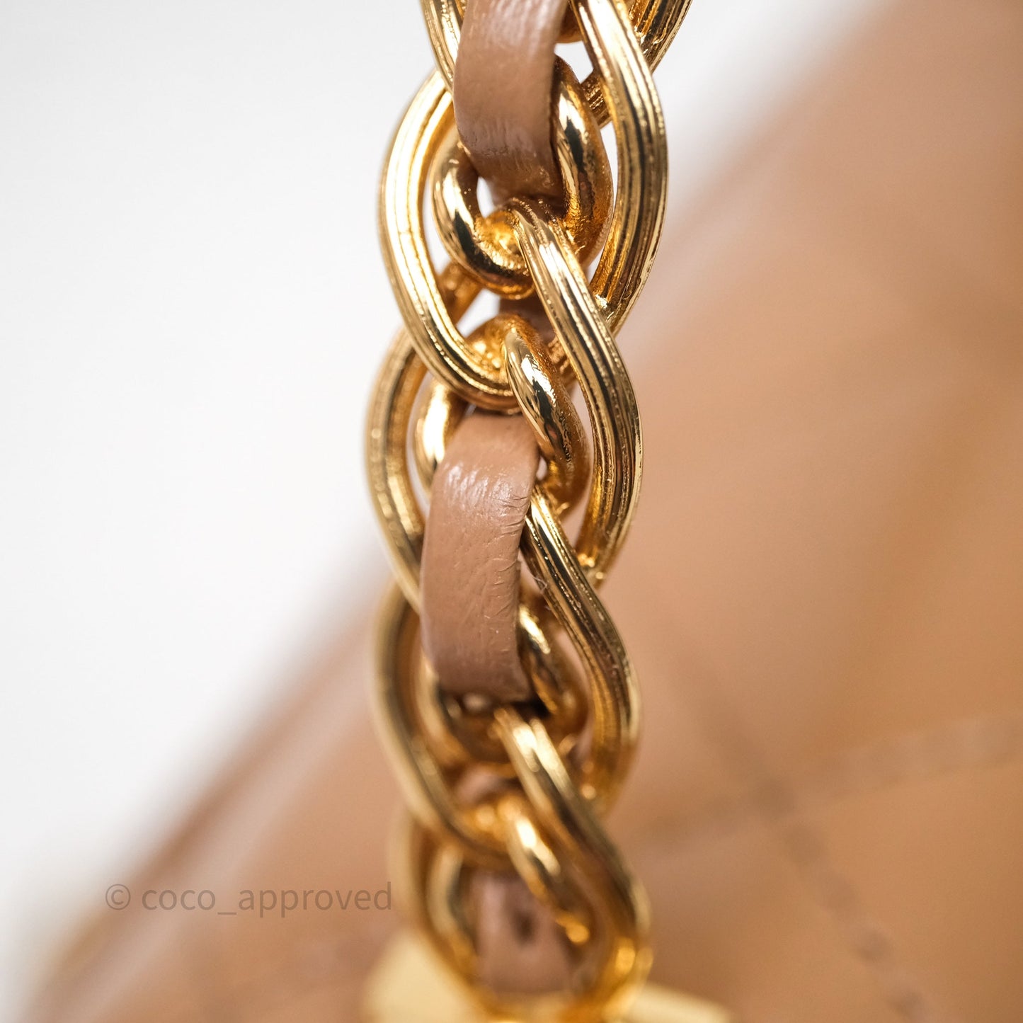 Chanel Top Handle Flap Bag Beige Lambskin Gold Hardware