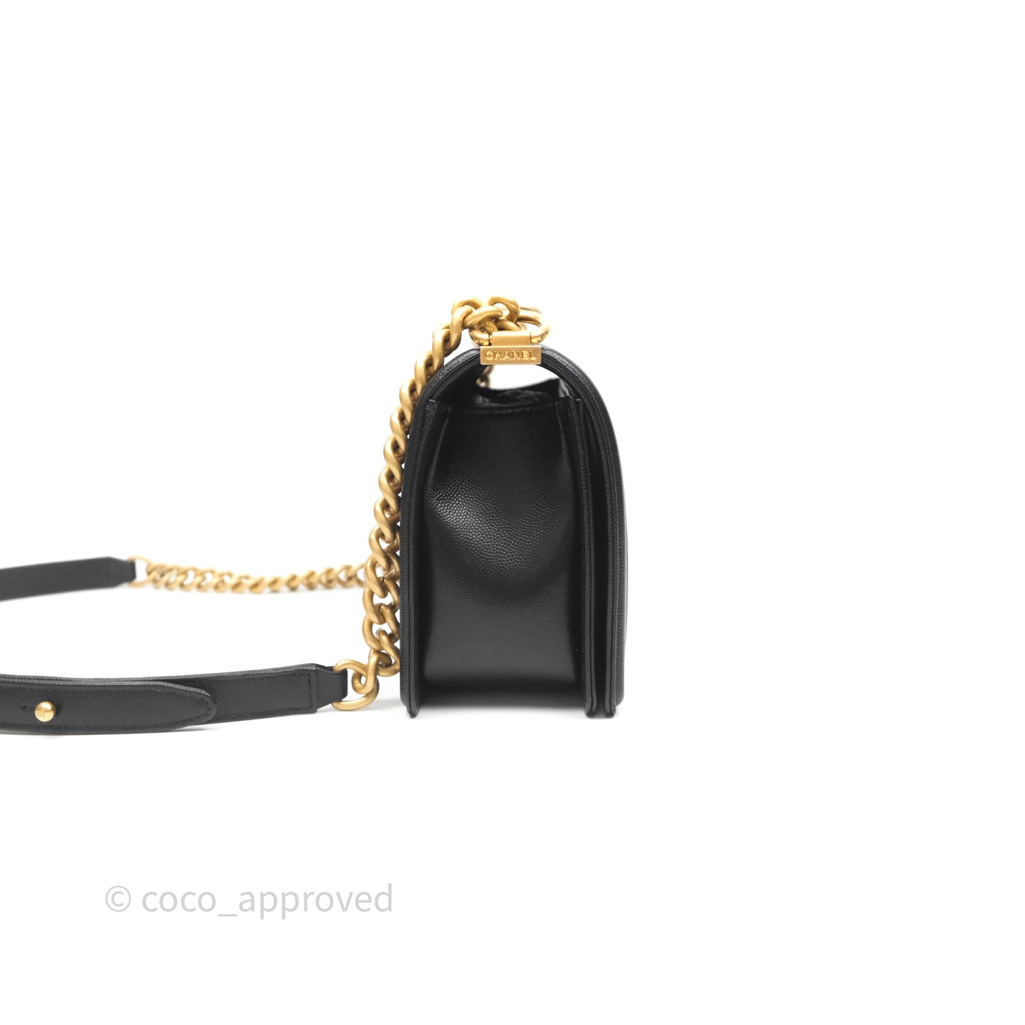 Chanel Medium Boy Quilted Black Caviar Aged Gold Hardware