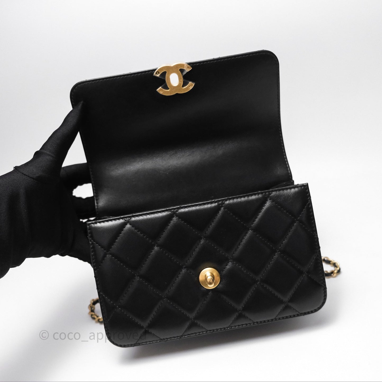 Chanel Quilted Mini Perfect Fit Adjustable Black Calfskin Gold Hardware