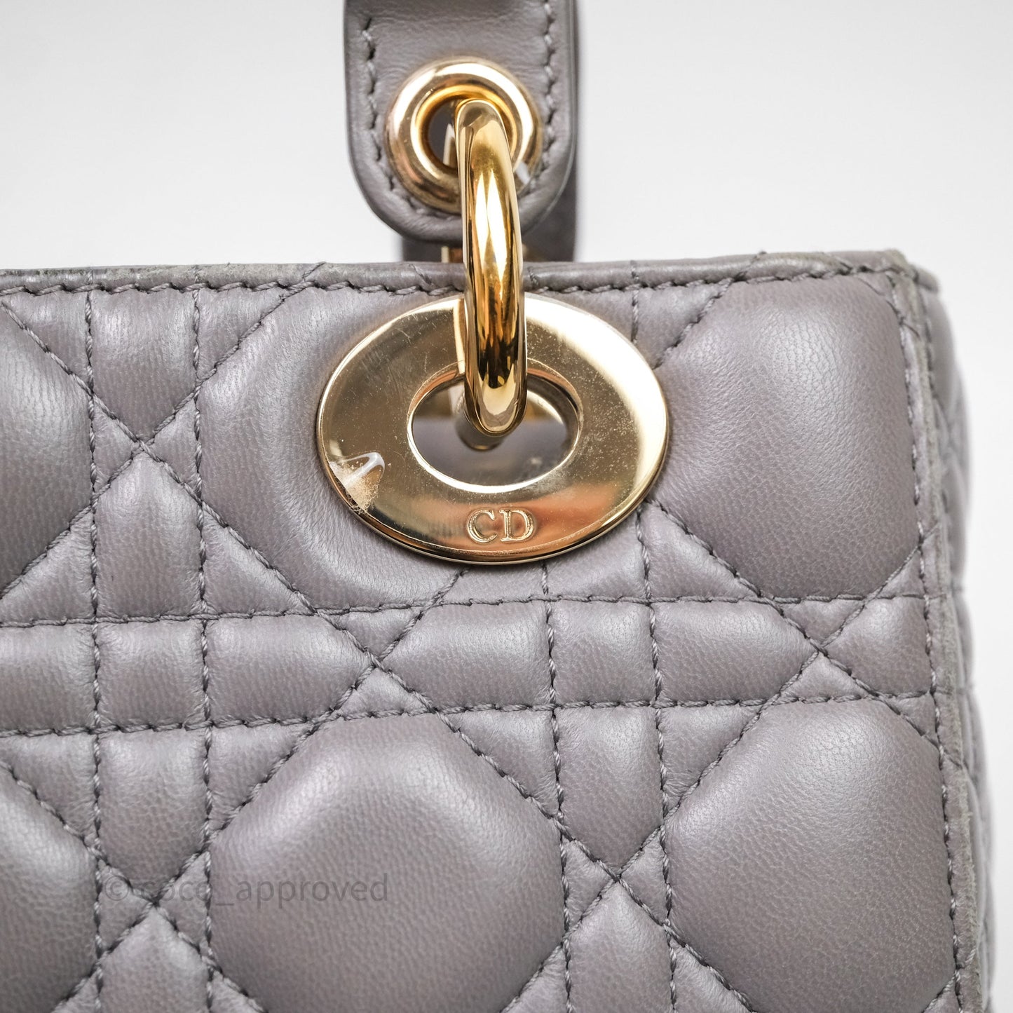 Christian Dior Small Lady Dior My ABCDior Bag Stone Gray Cannage Lambskin