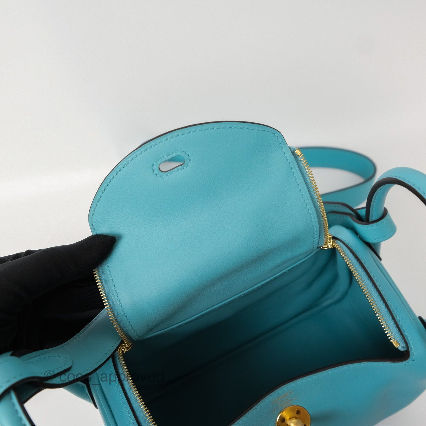 Hermès Mini Lindy 20 Bleu Atoll 3P Swift Gold Hardware