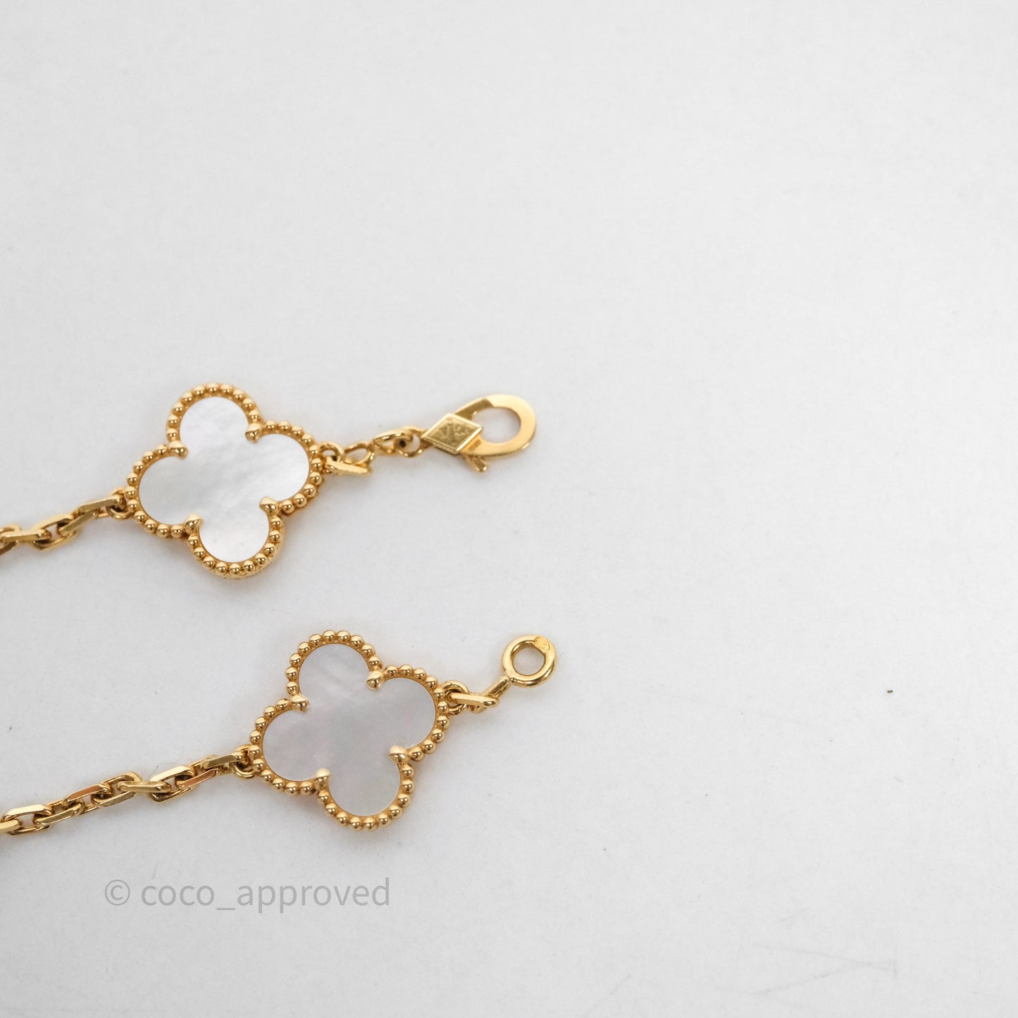 Van Cleef & Arpels Vintage Alhambra 5 Motifs White Yellow Gold Bracelet