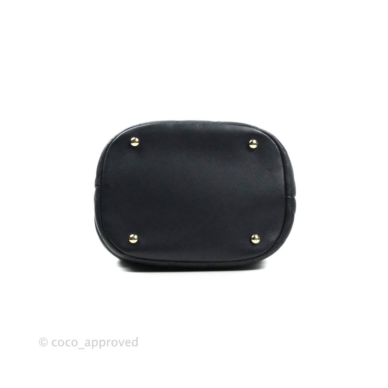 Chanel Caviar Quilted Rolled Up Bucket Drawstring Bag Navy Gold Hardware