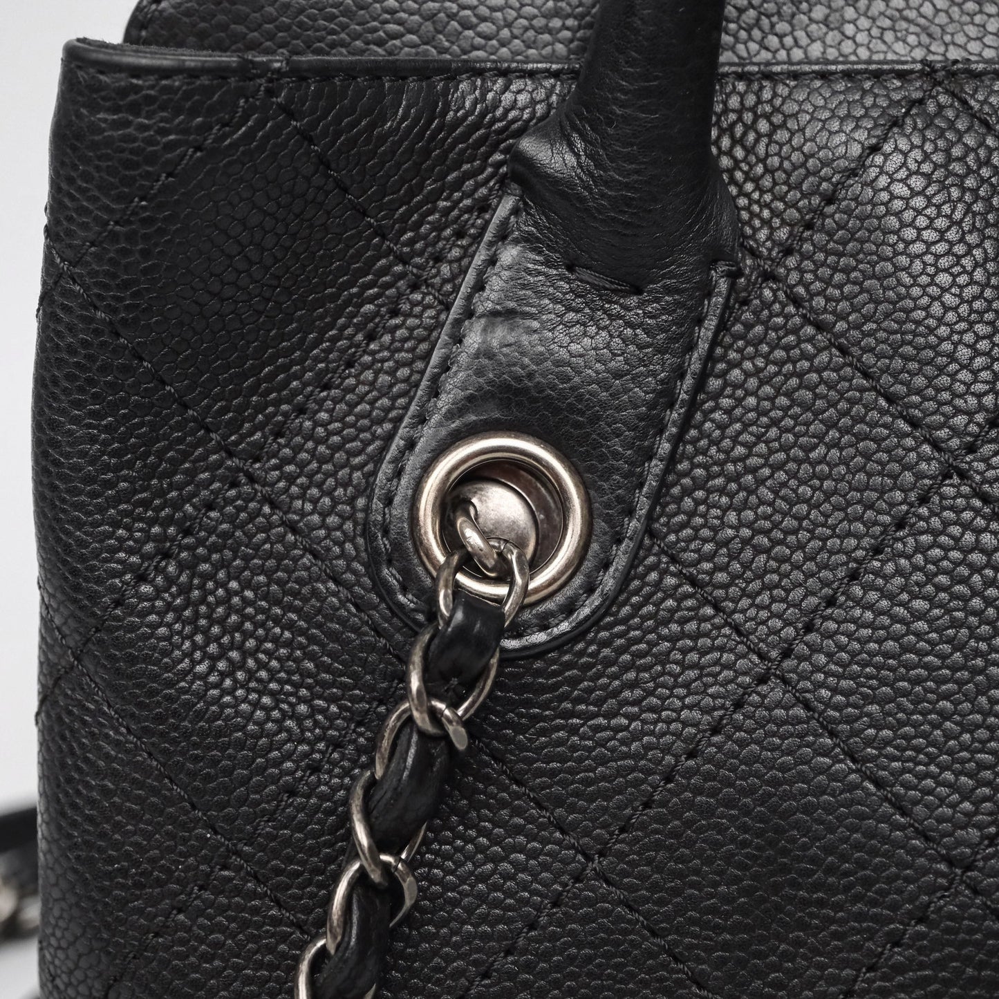 Chanel Quilted Shopping Tote Black Caviar Ruthenium Hardware