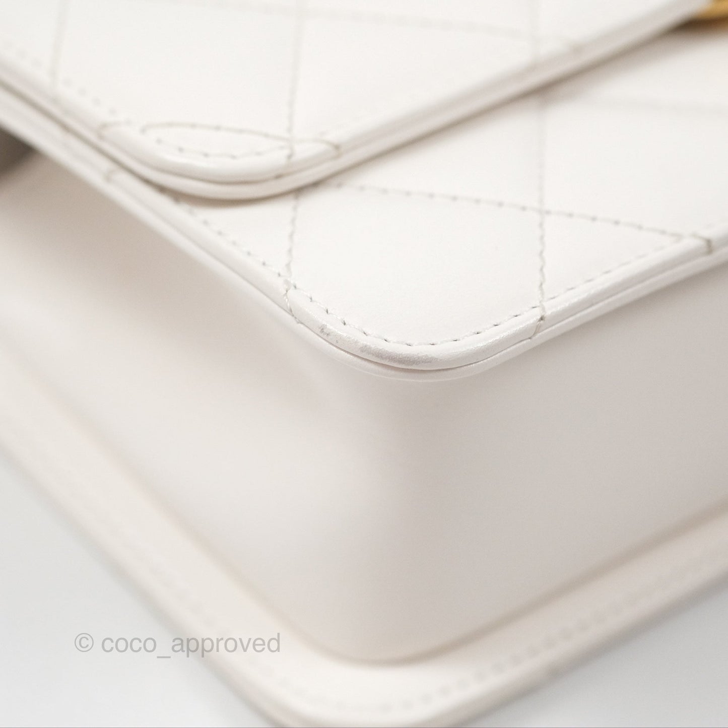 Chanel Quilted Mini Perfect Fit Adjustable White Calfskin Gold Hardware 24C