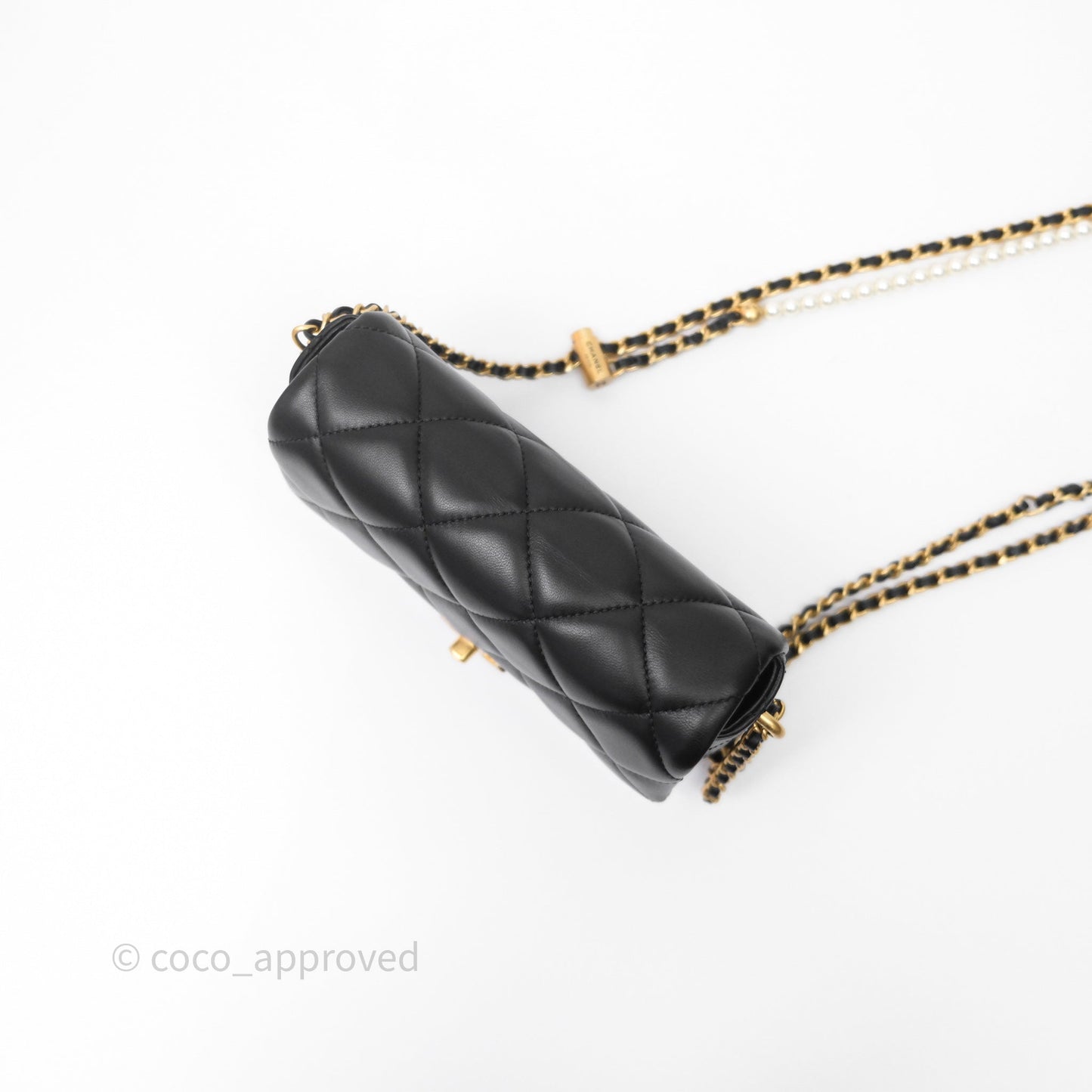 Chanel My Perfect Mini With Pearl Quilted Black Lambskin Gold Hardware