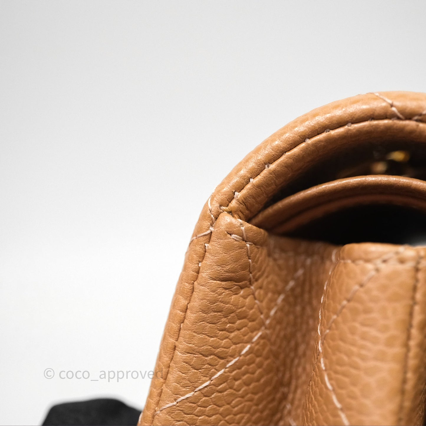Chanel Classic M/L Medium Flap Quilted Beige Caviar Gold Hardware