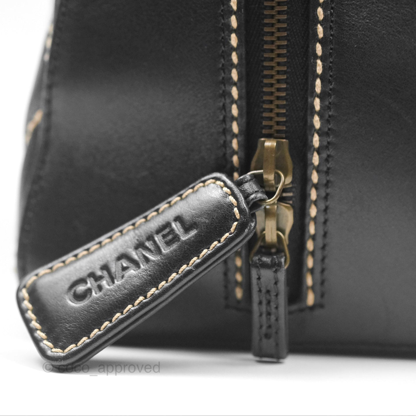Chanel Vintage Wild Stitch Tote Bag Lambskin Black