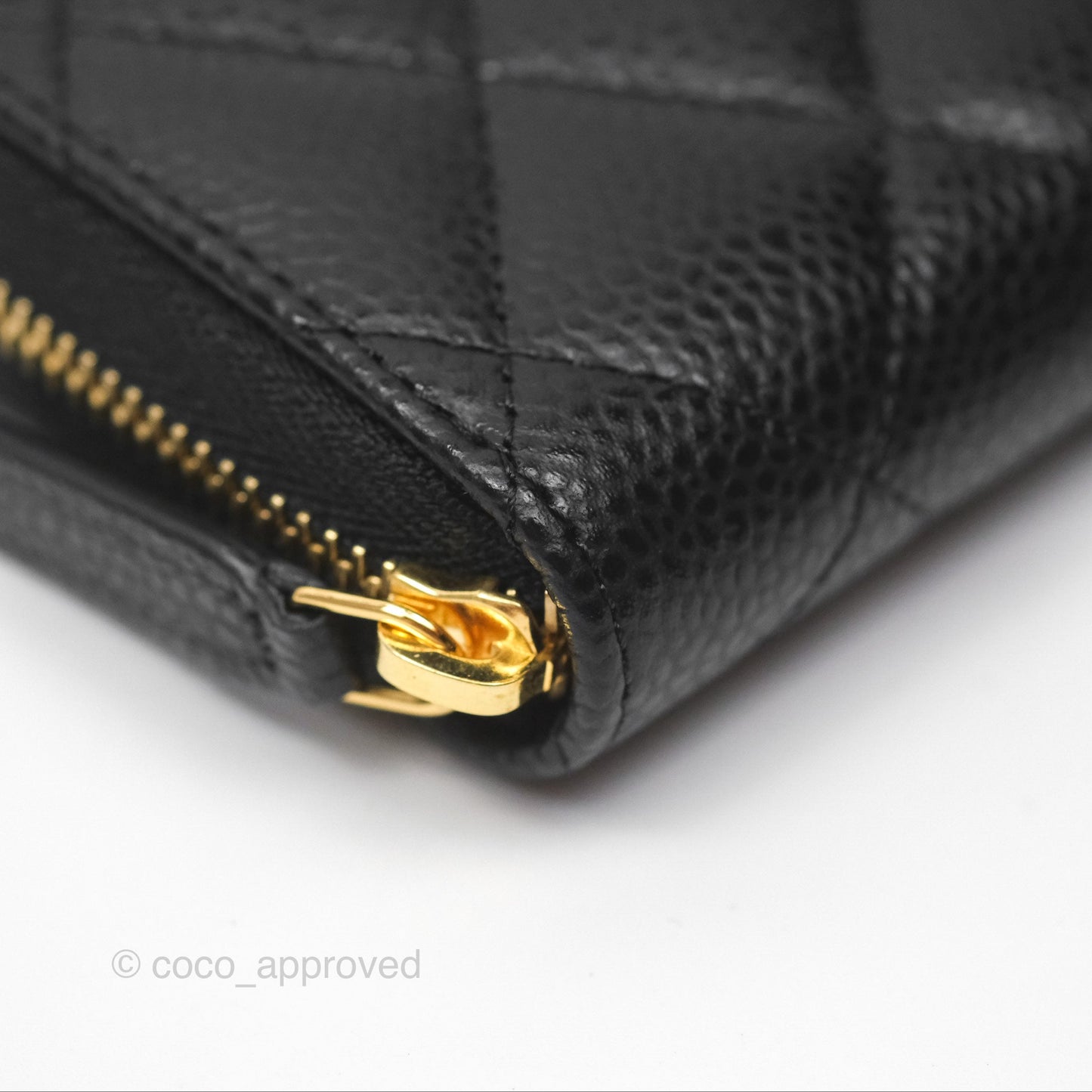 Chanel Quilted Zip Card Holder Black Caviar Gold Hardware
