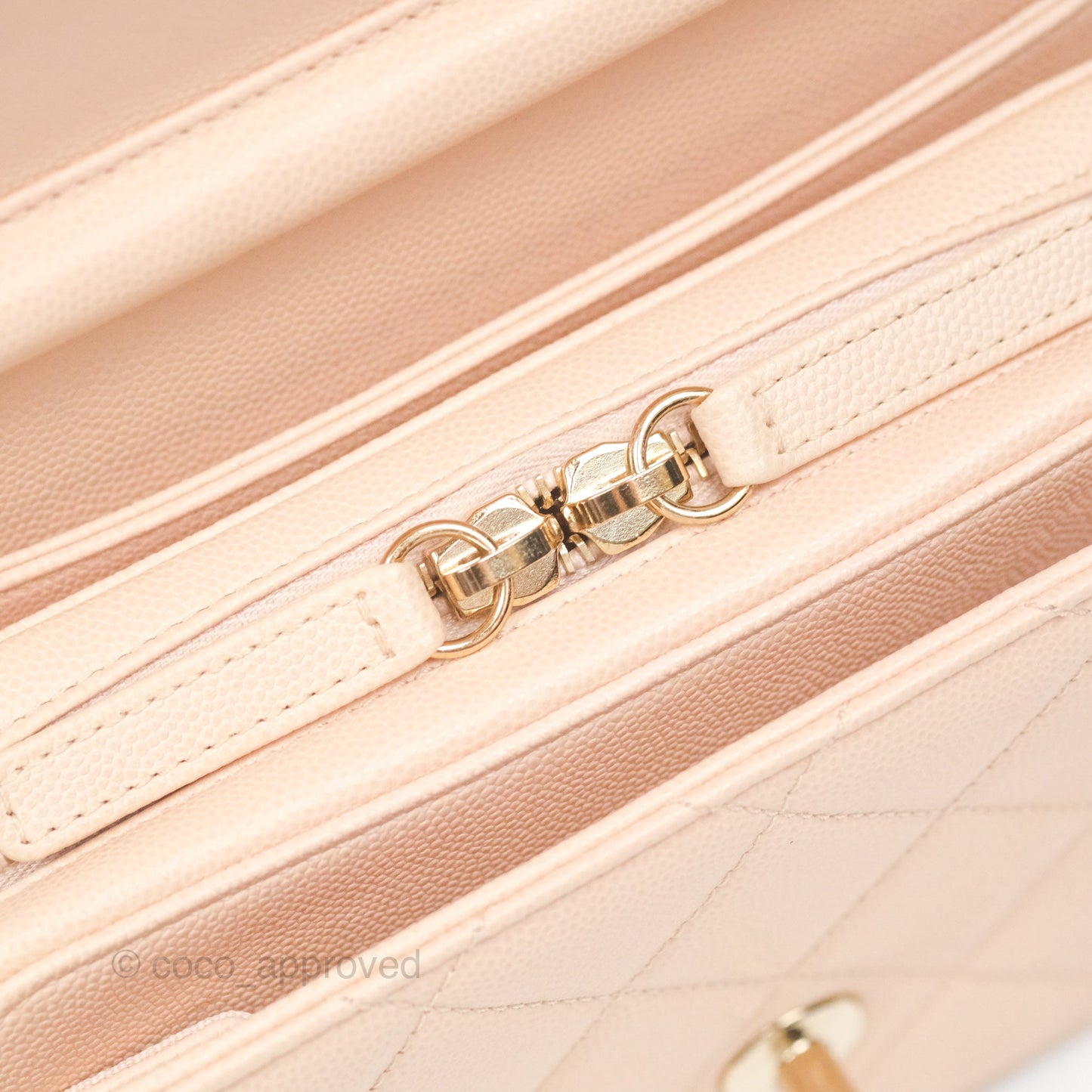 Chanel Quilted Small Like The Wallet Flap Light Beige Pink Caviar Light Gold Hardware 22C