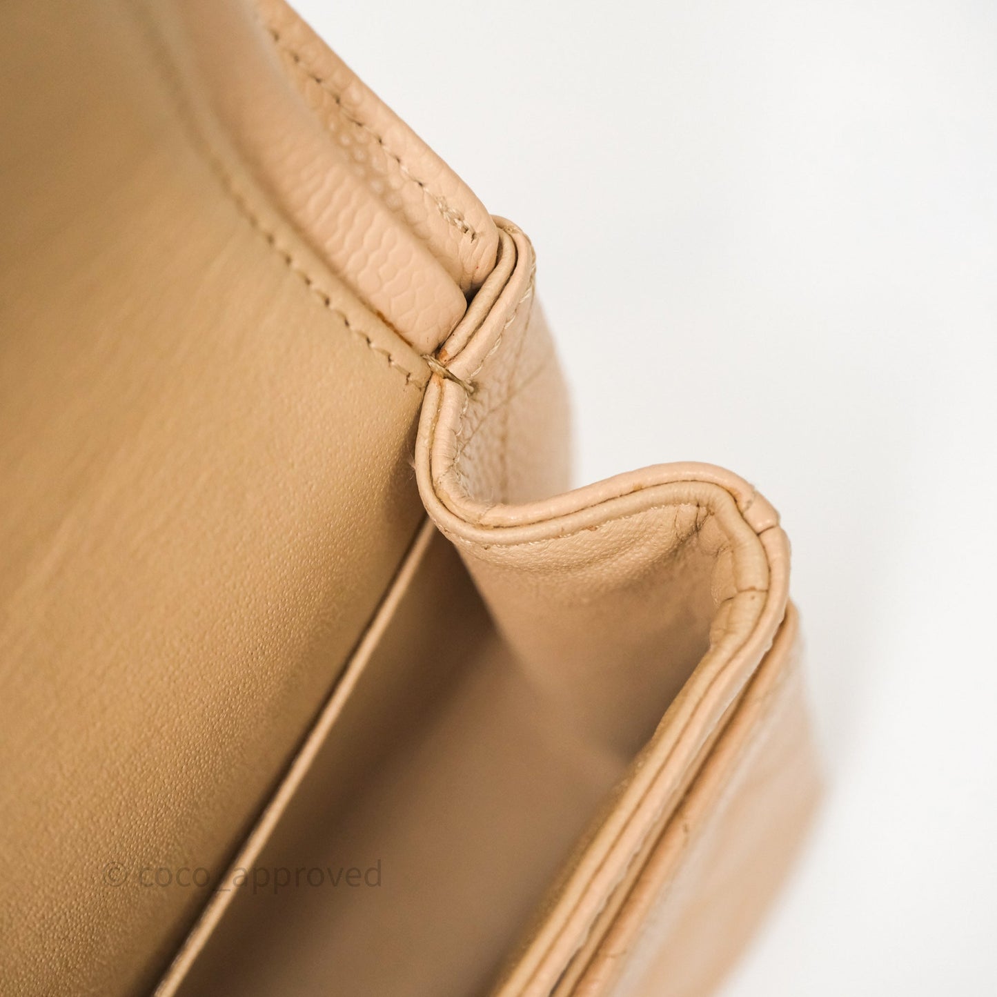 Chanel Classic M/L Medium Flap Quilted Beige Caviar Gold Hardware