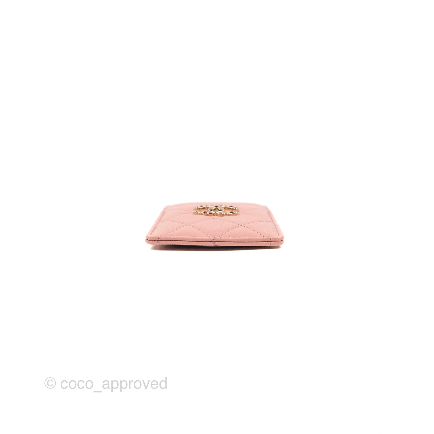 Chanel CC Resin Stone Card Holder Pink Caviar 23K