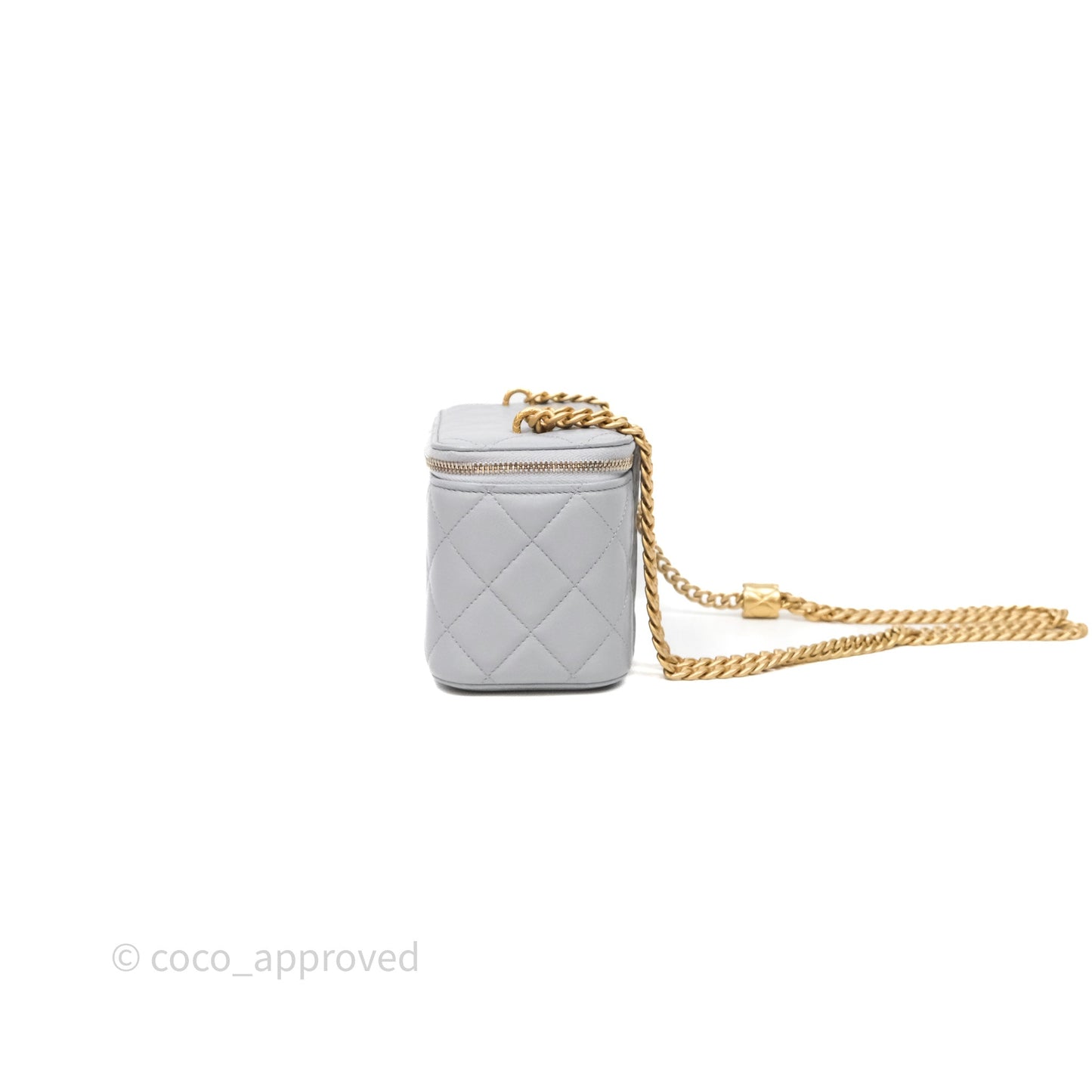 Chanel Vanity with Adjustable Chain Grey Lambskin Aged Gold Hardware