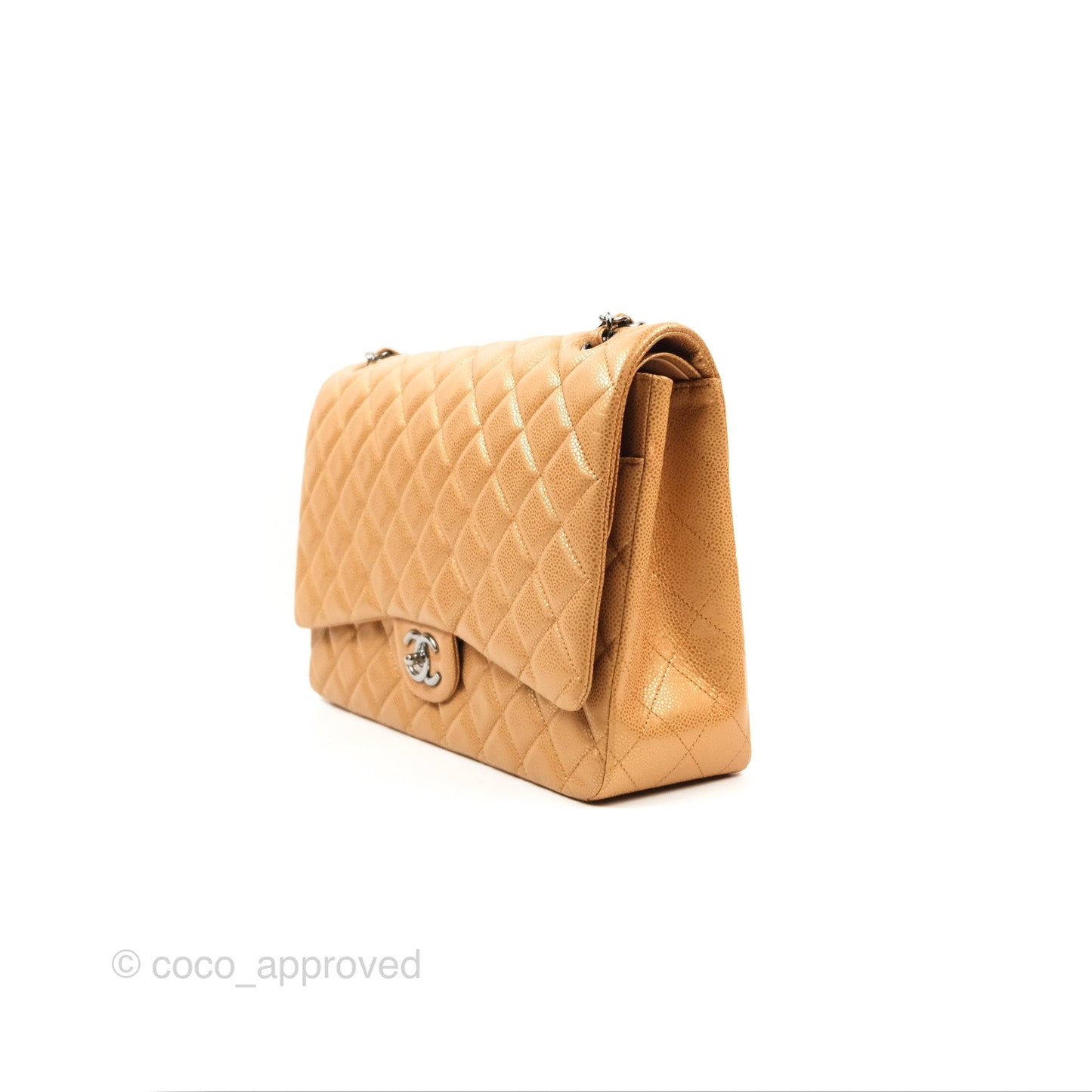 Chanel Quilted Maxi Double Flap Bronze Caviar Dark Silver Hardware