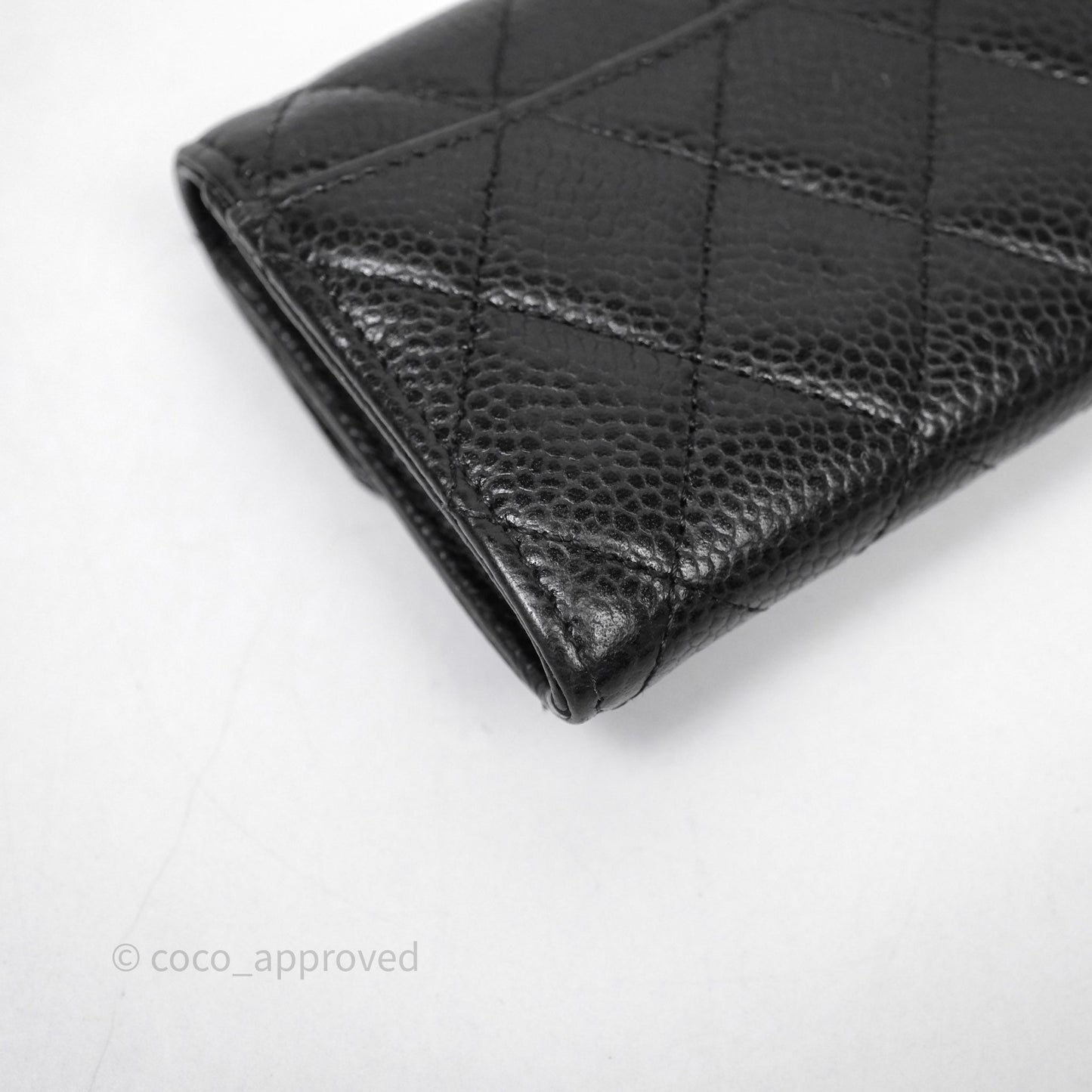Chanel Quilted Flap Card Holder Black Caviar Silver Hardware