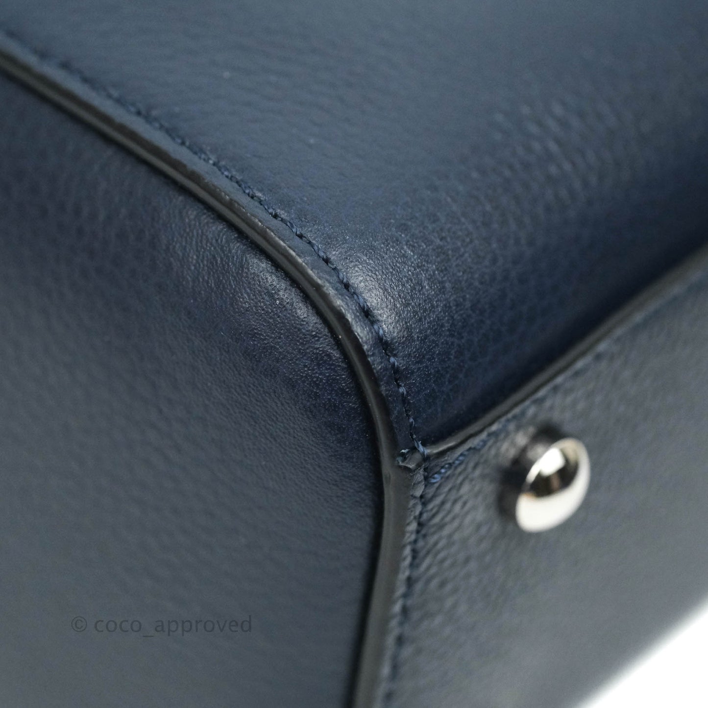Chanel Mini Neo Executive Shopper Tote Black Grained Calfskin Navy Silver Hardware