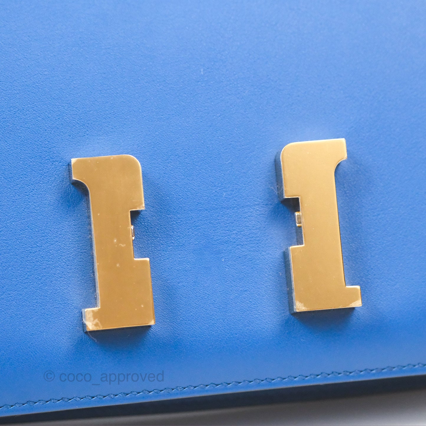 Hermès Constance Mini 18cm Mirror Bleu France 71 Swift Gold Hardware