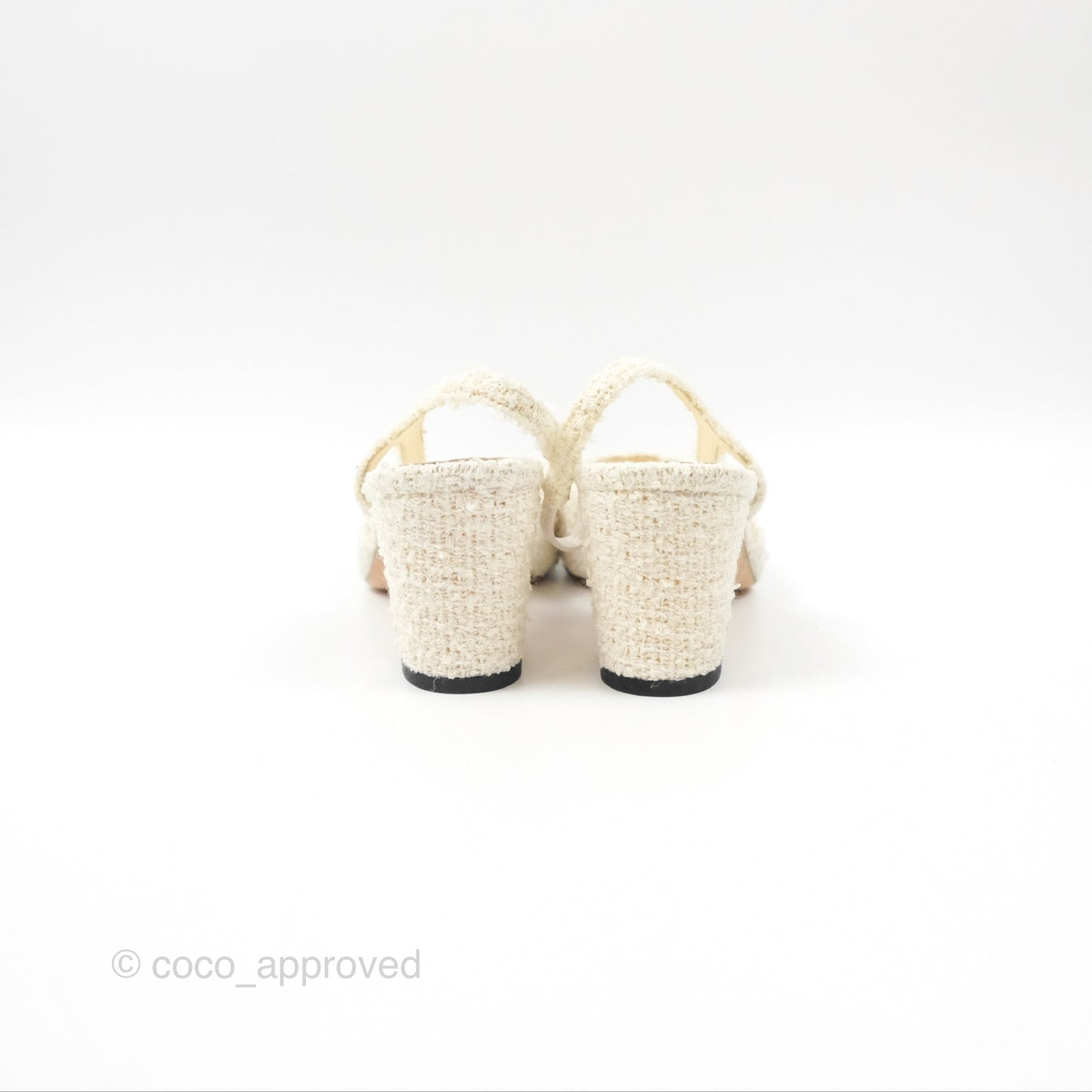 Chanel Classic Slingback Tweed White Black Size 38.5